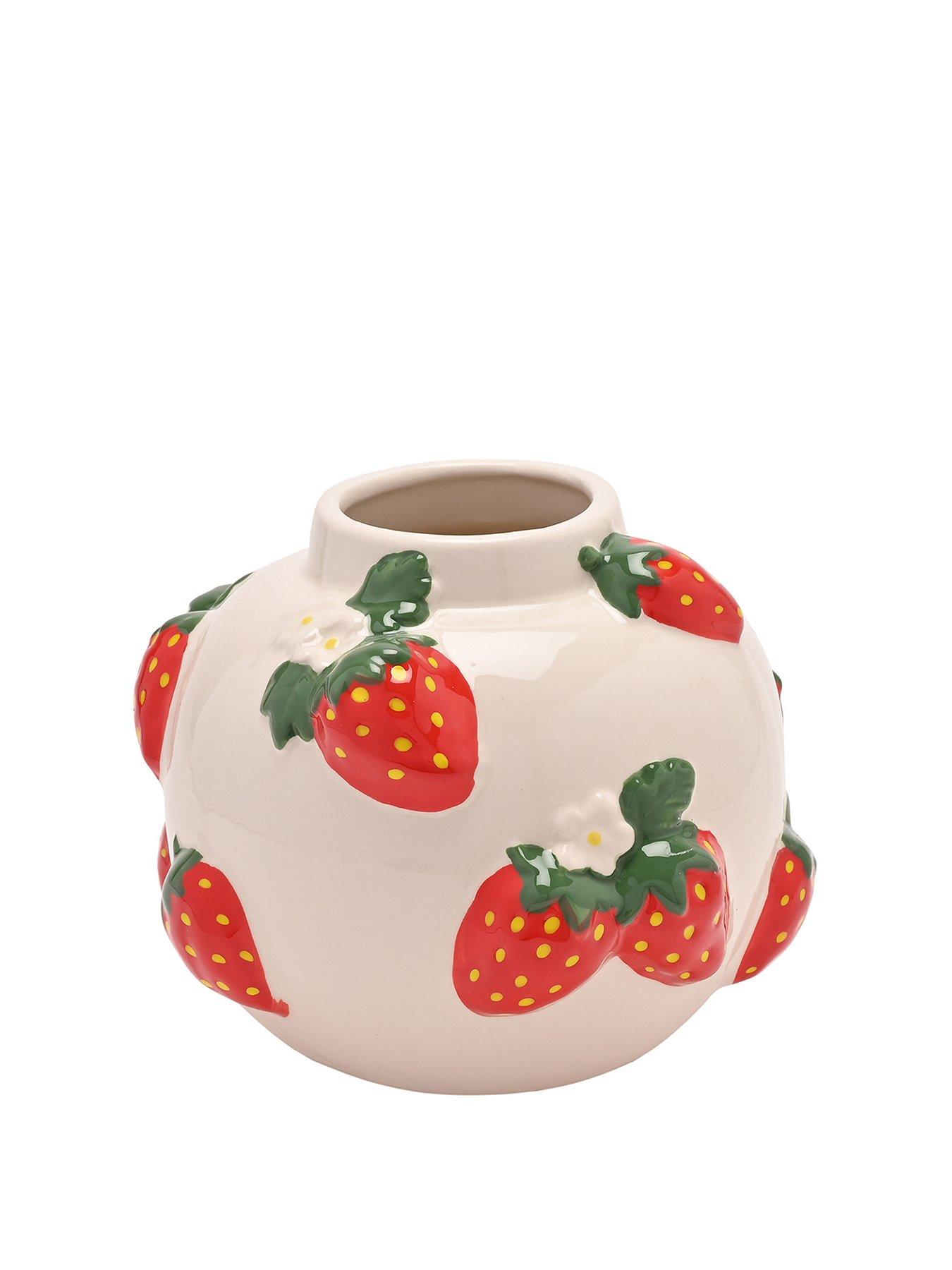 undefined The Cottage Garden Hand Painted Vase Small - Strawberry