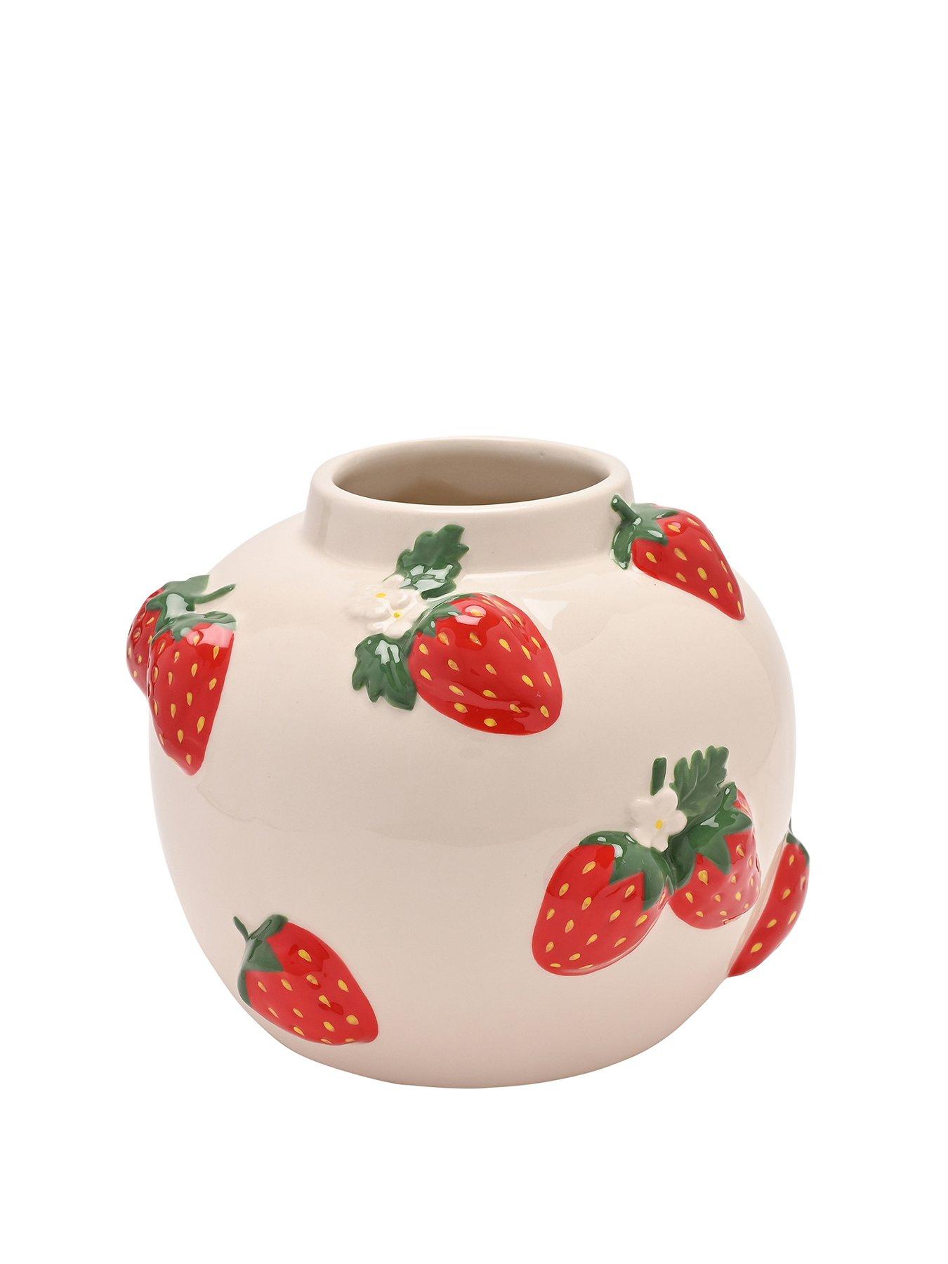 undefined The Cottage Garden Hand Painted Vase Large  - Strawberry