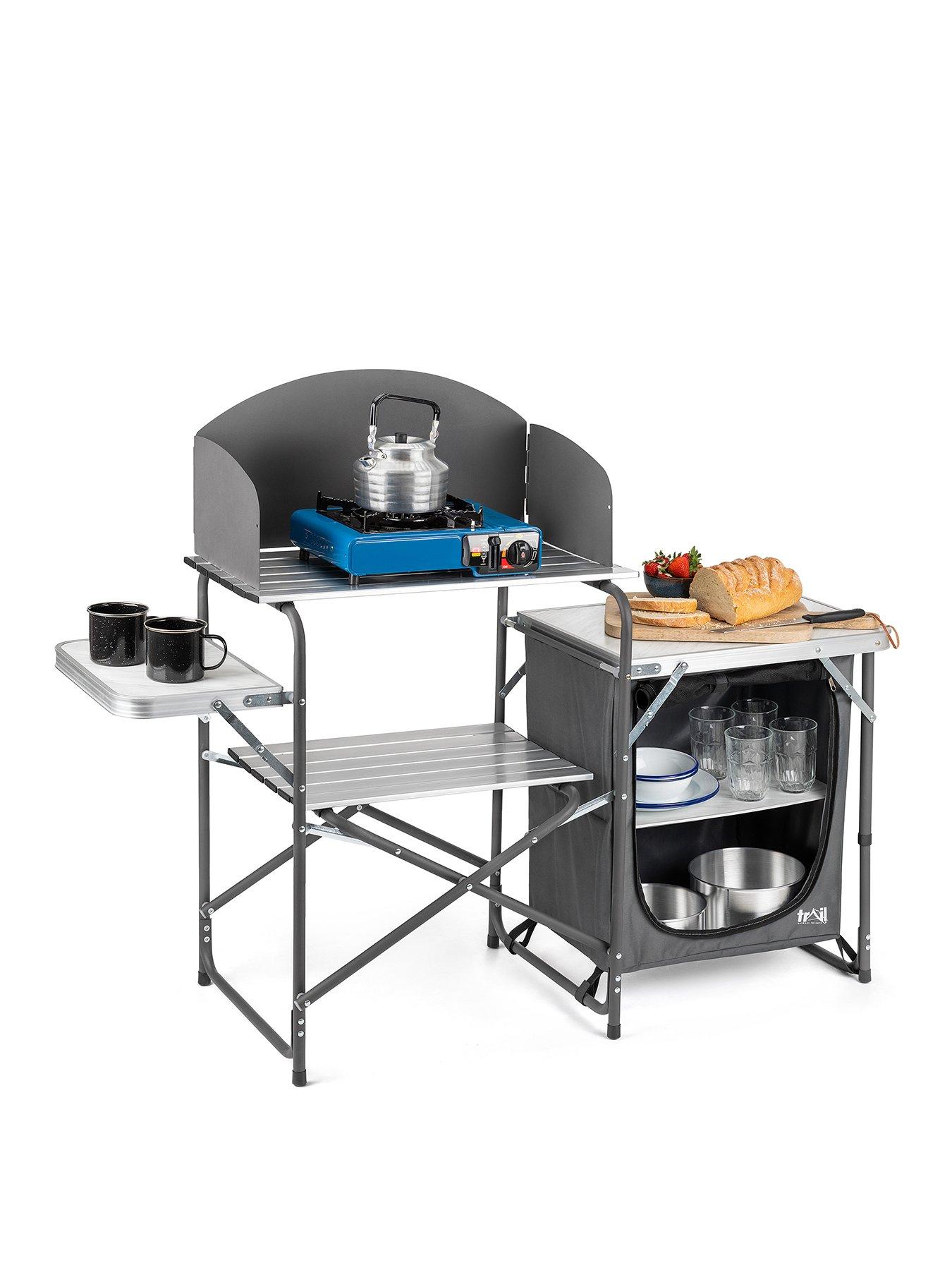 undefined Camping Kitchen Stand with Cupboard & Windshield