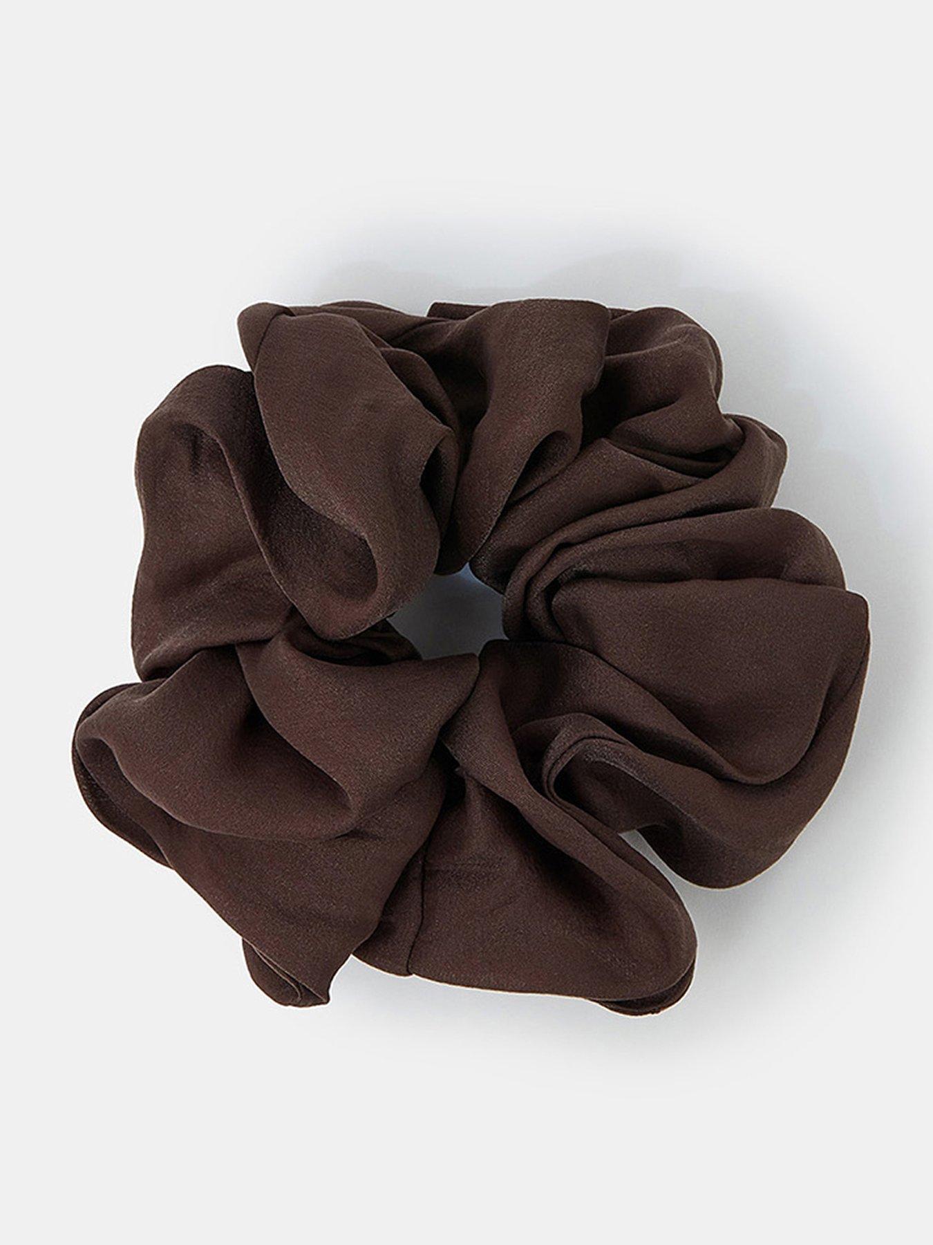 Image 1 of 2 of Accessorize Oversized Ruched Scrunchie - Brown