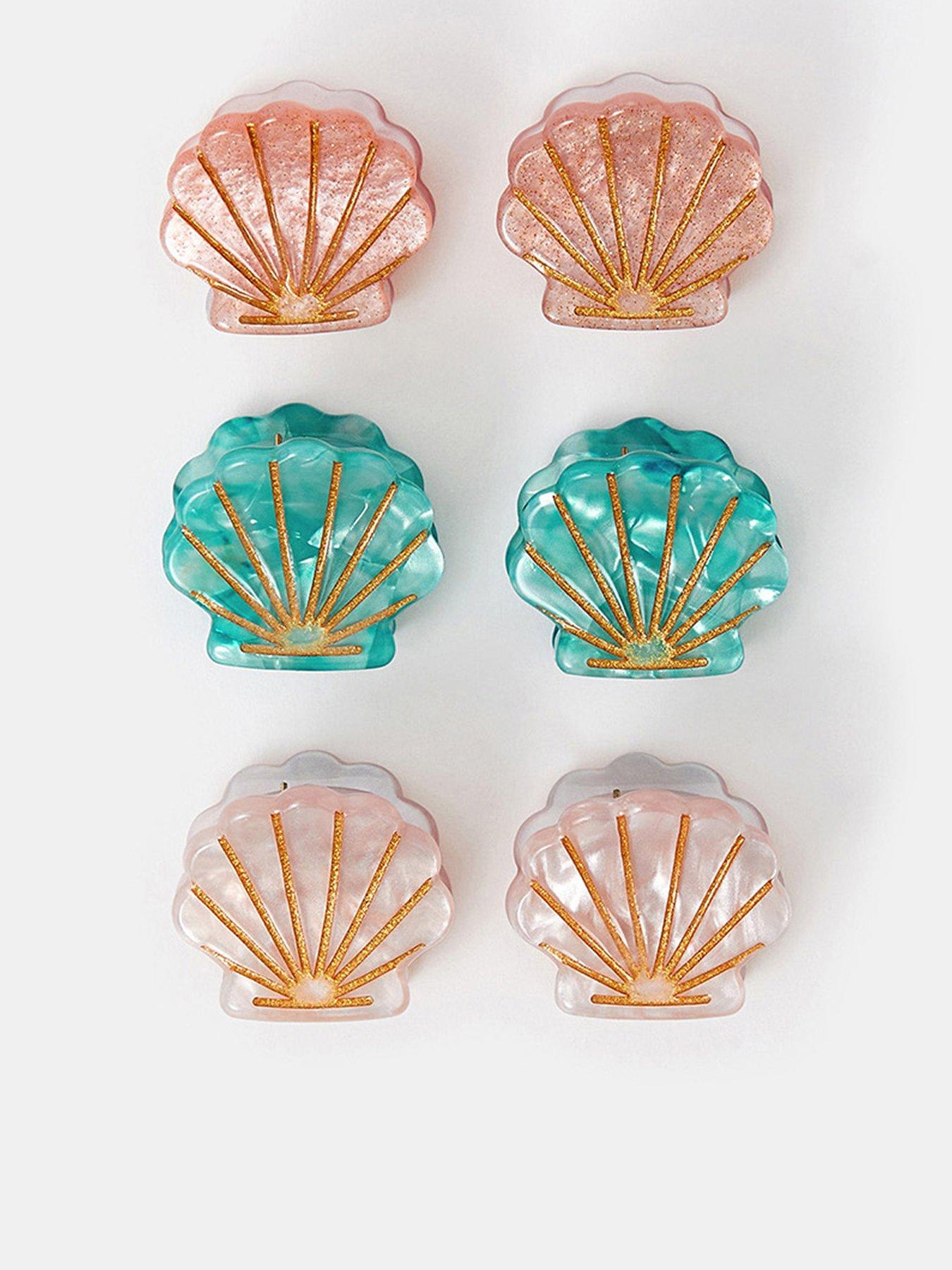 undefined 6 X Mini Shell Claw Clips - Multi