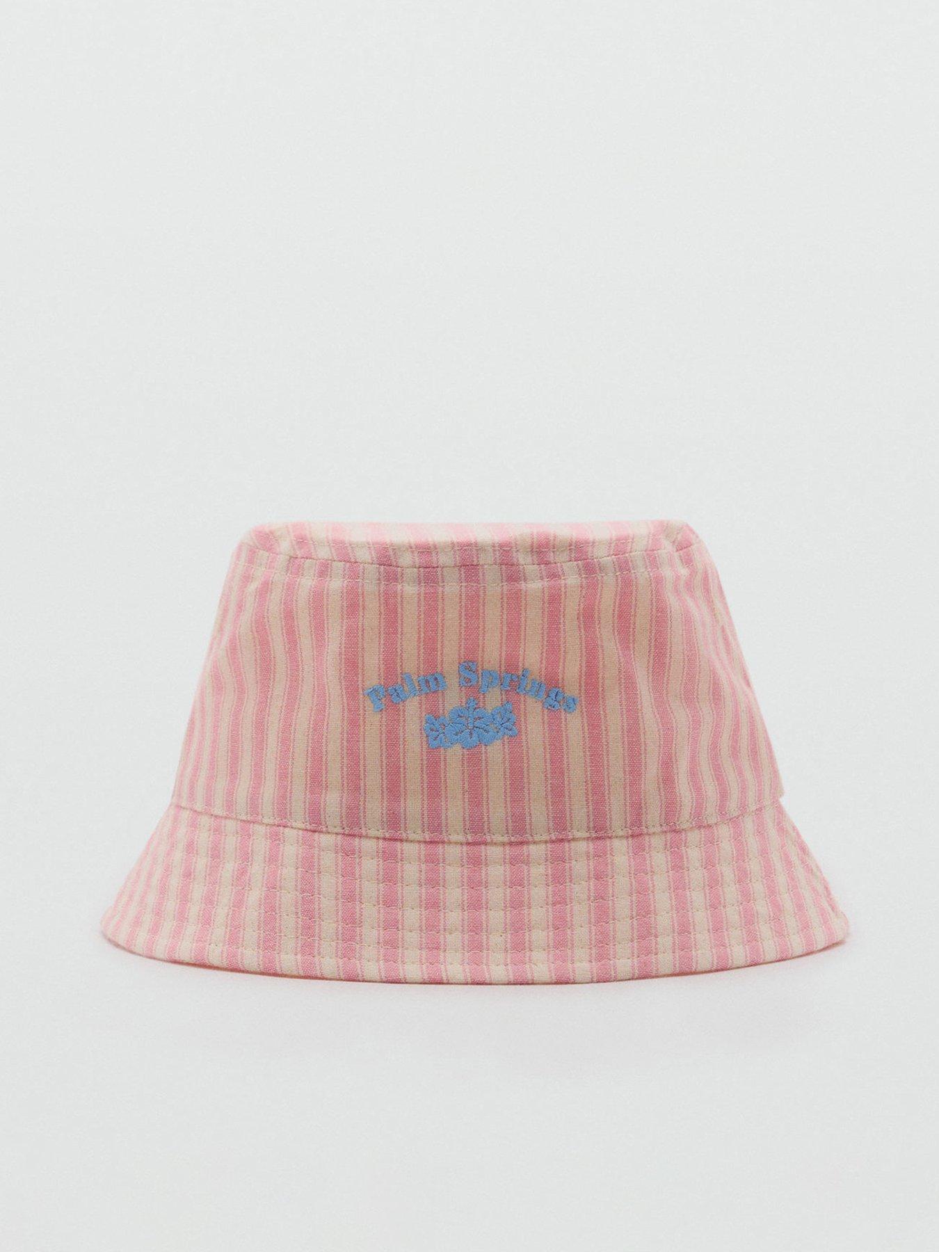 undefined Younger Girls Candy Stripe Bucket Hat - Pink