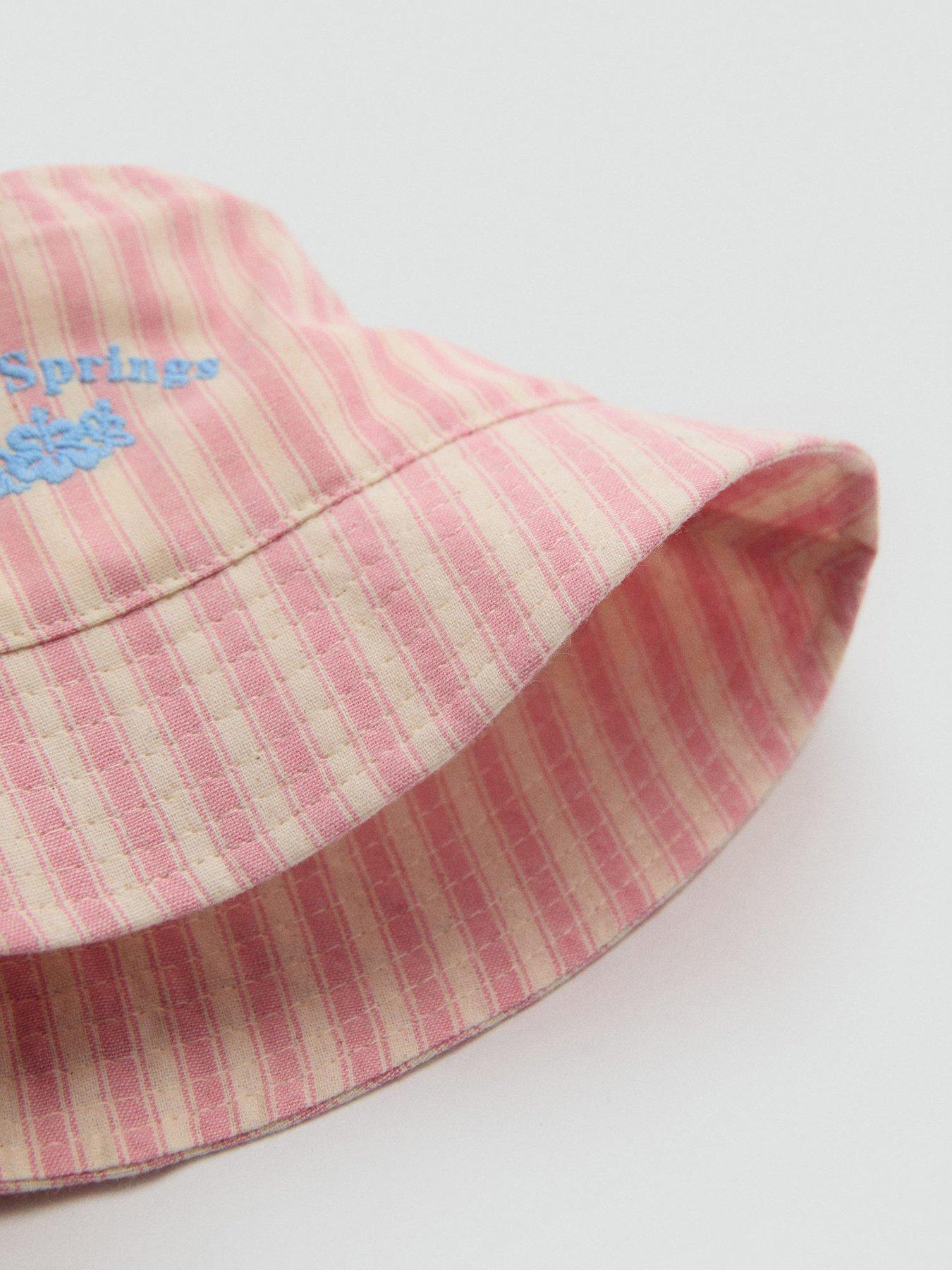 Image 3 of 3 of Mango Younger Girls Candy Stripe Bucket Hat - Pink