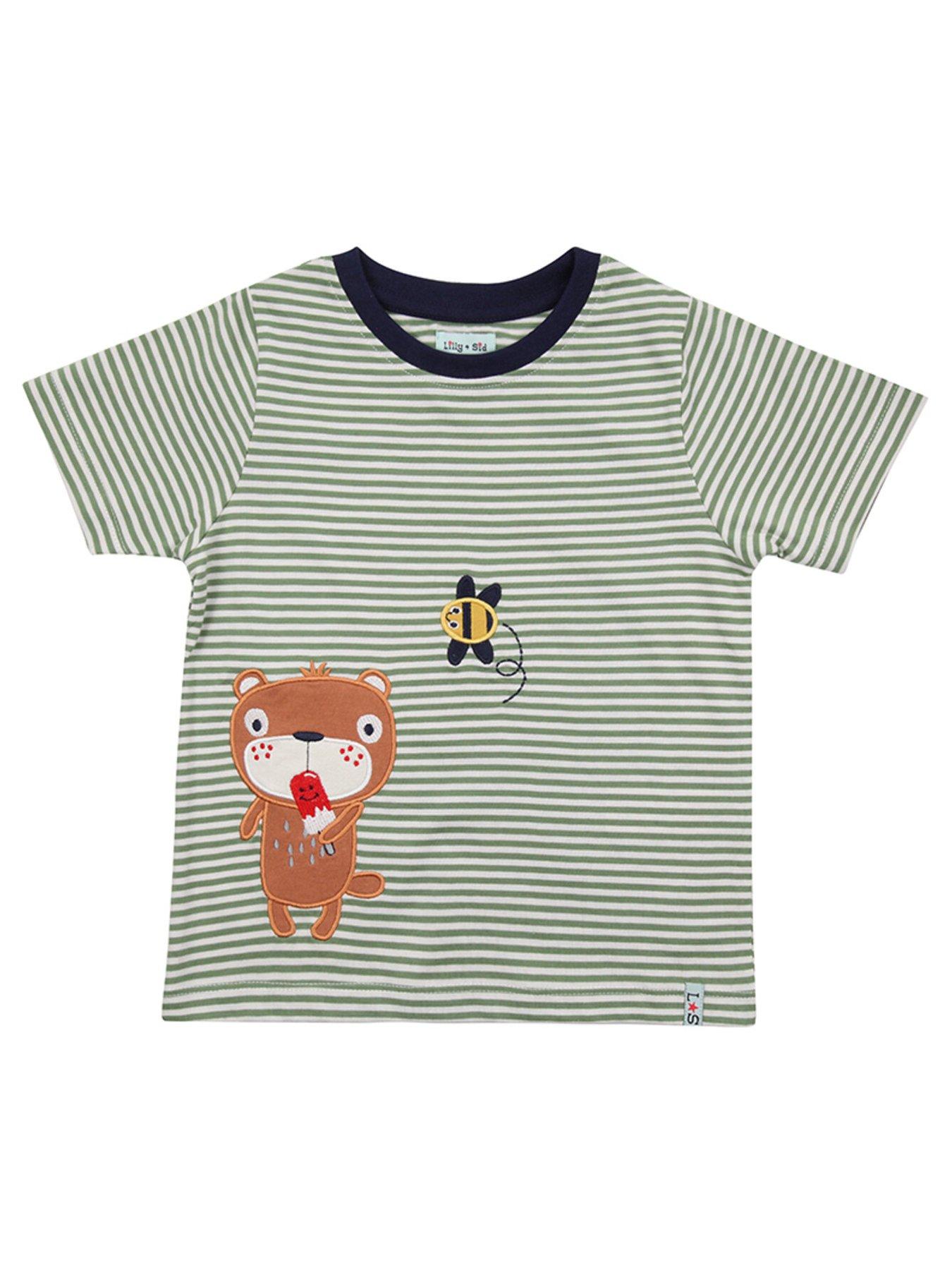 Lilly + Sid Boys & Busy Stripe T-Shirt, Green, Size 6-12 Months