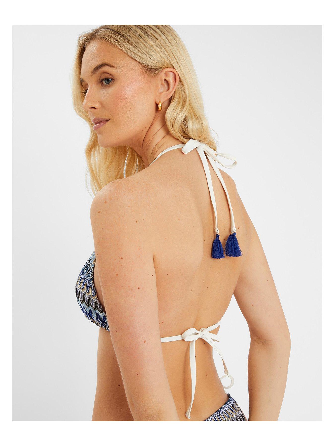 Image 2 of 4 of Accessorize Crochet Triangle Bikini Top - Blue