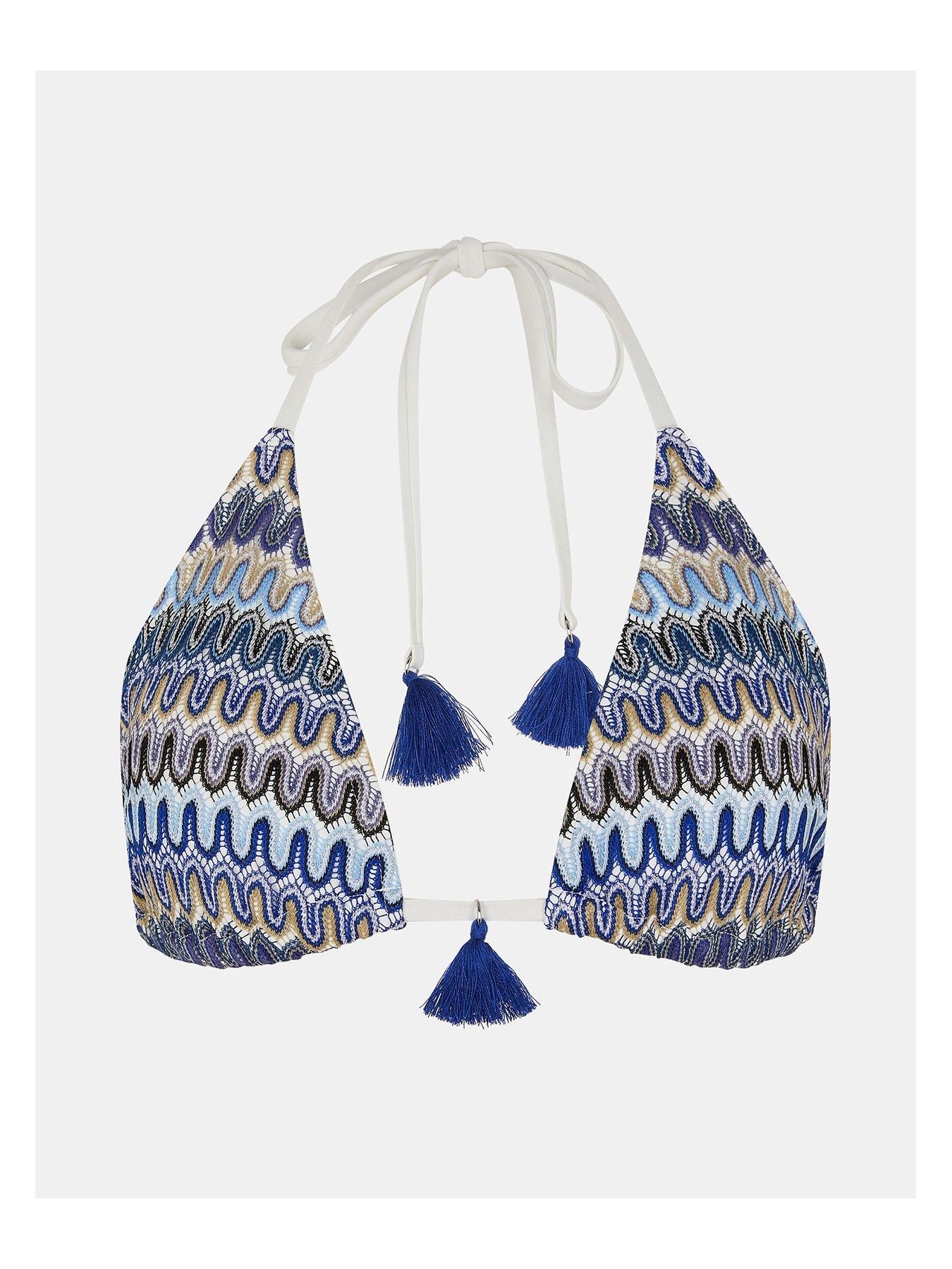 Image 3 of 4 of Accessorize Crochet Triangle Bikini Top - Blue