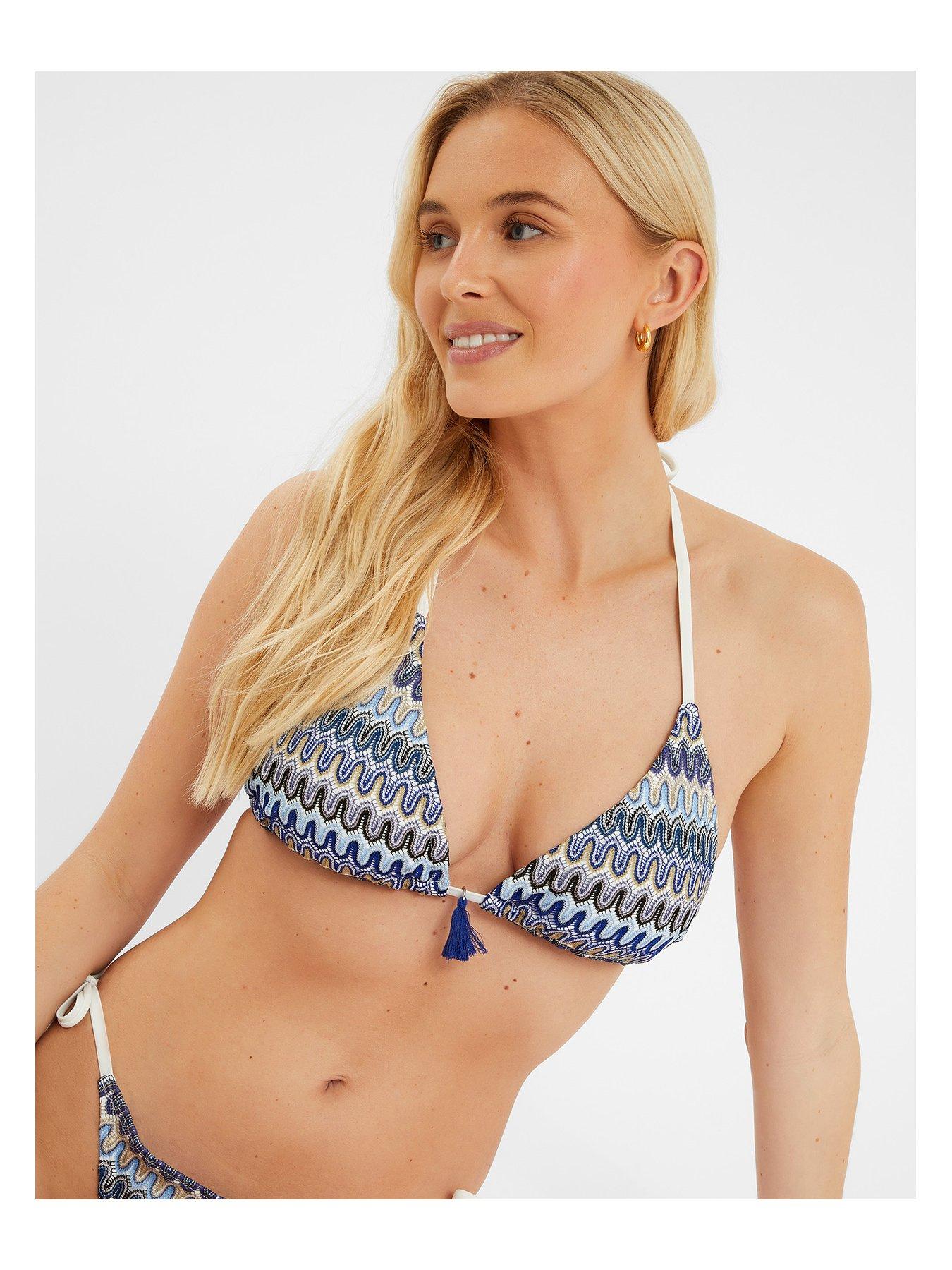Image 4 of 4 of Accessorize Crochet Triangle Bikini Top - Blue