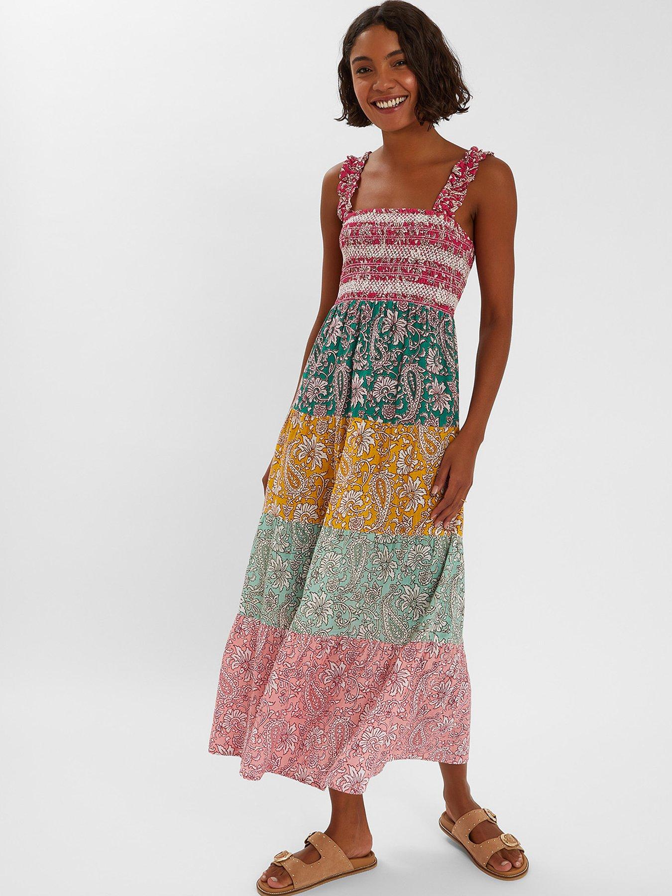 Image 1 of 4 of Accessorize Paisley Tiered Maxi Dress - Multi