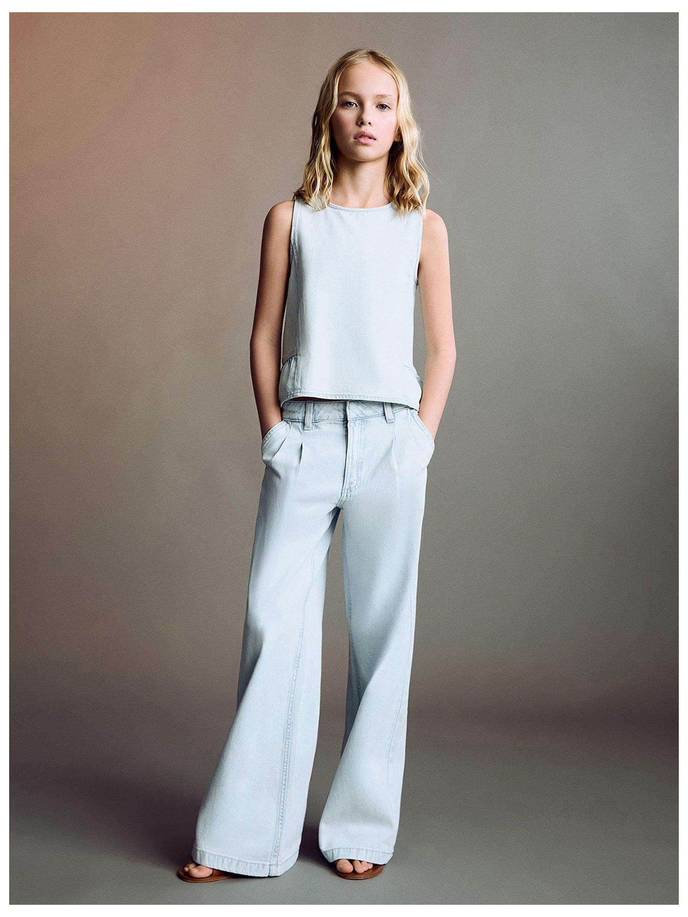 undefined Girls Denim Garden Co-Ord Jeans - Light Blue
