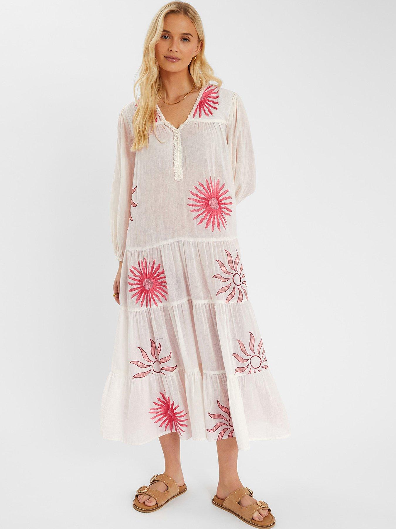 undefined Suns Embroidered Maxi Dress - Ivory
