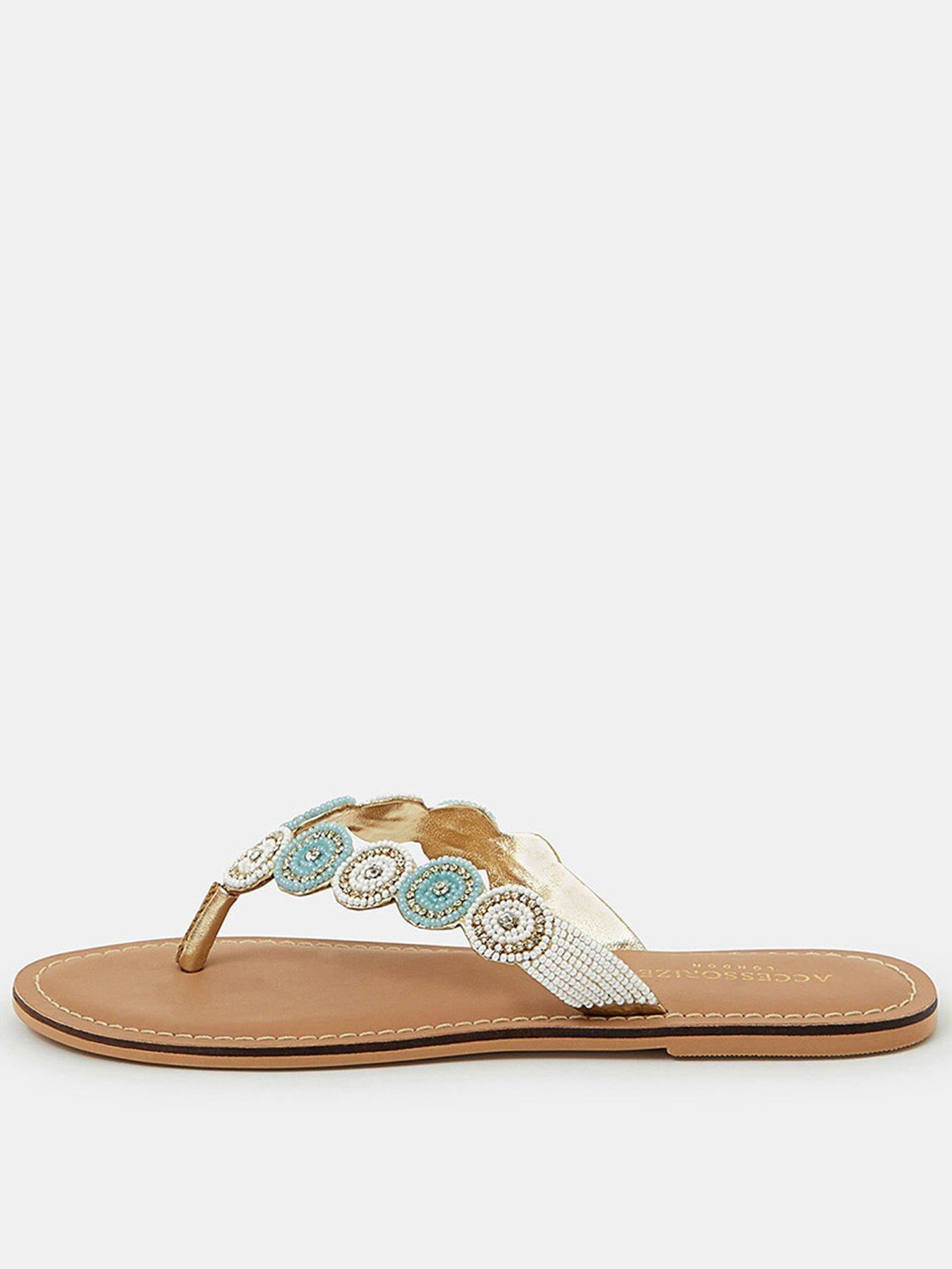 undefined Beaded Circle Thong Sandals  - White