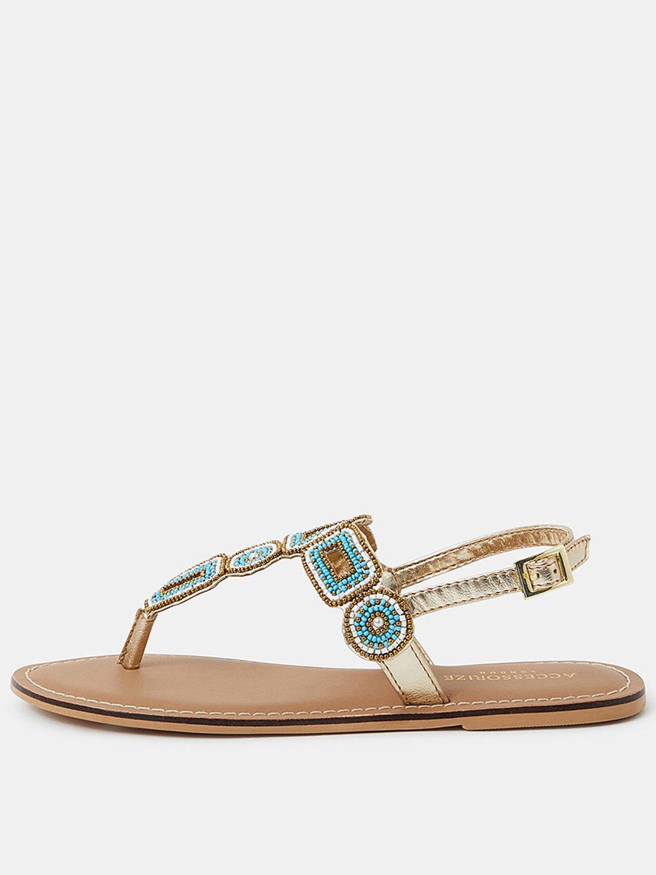 undefined Cleo Beaded Circle Sandals - Turquoise - Blue