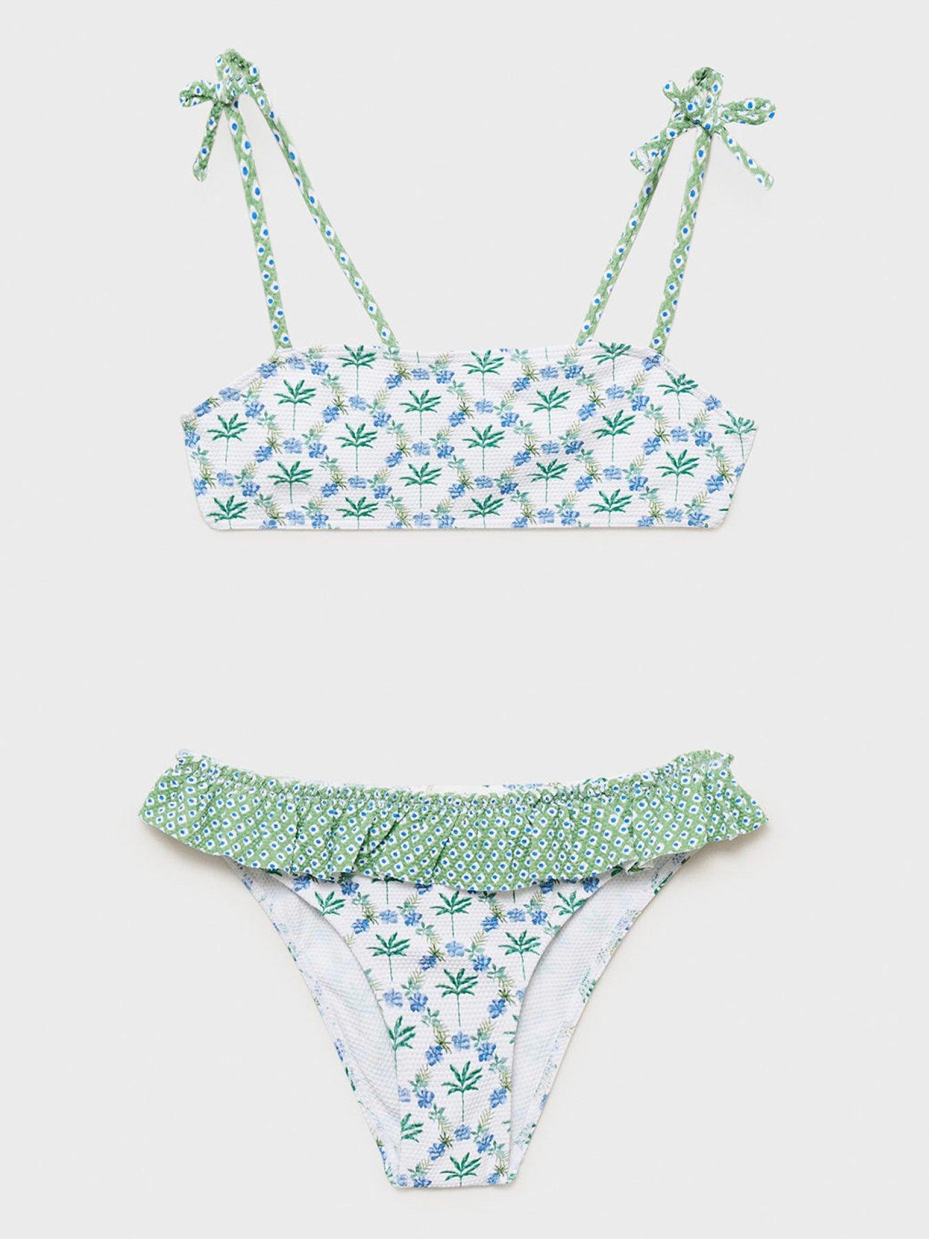undefined Girls Palm Print Bikini - White