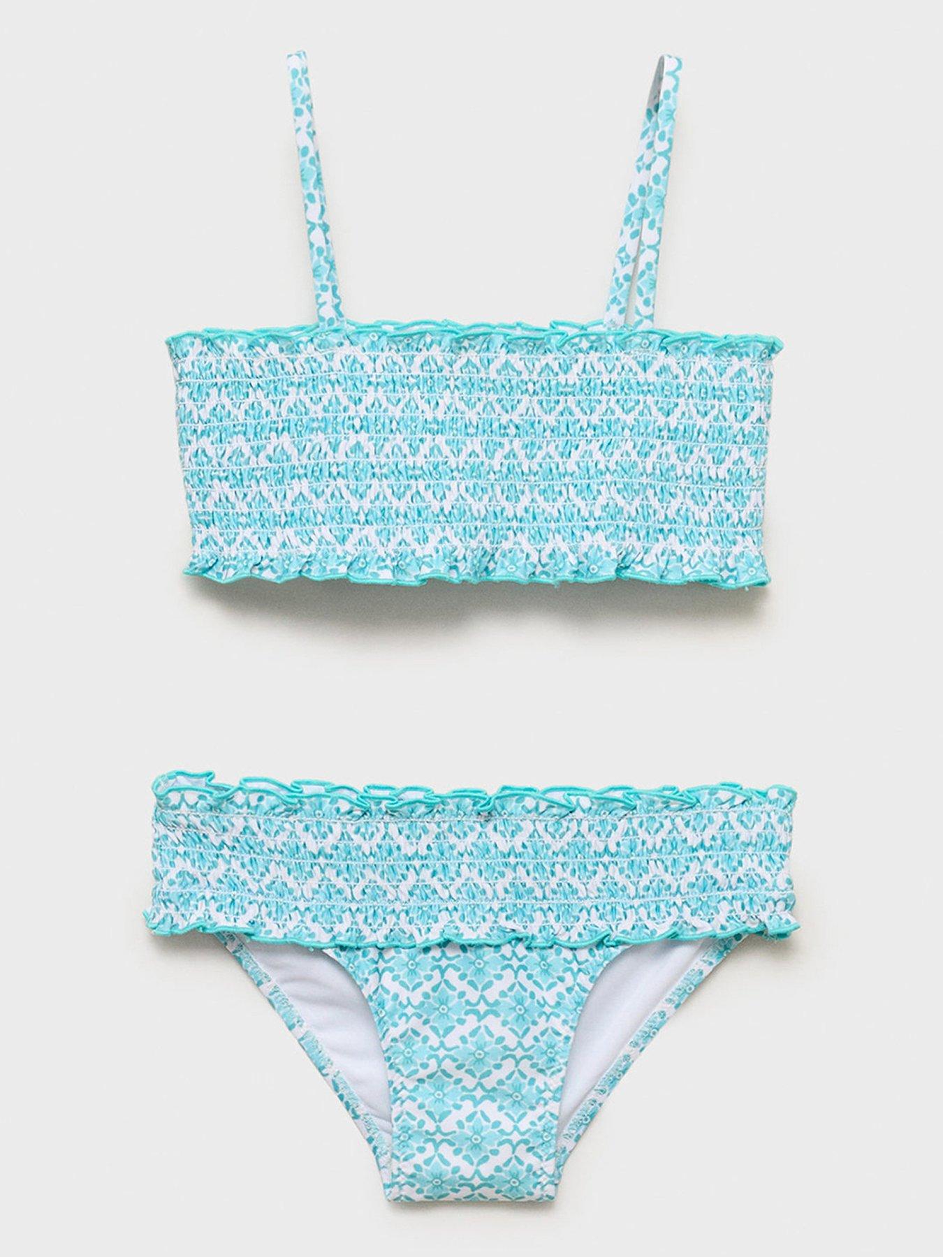 undefined Girls Shirred Bikini Set - Green