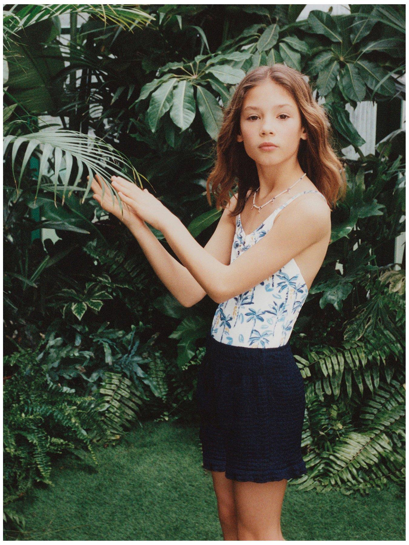 undefined Girls Palm Tree Swimsuit - White