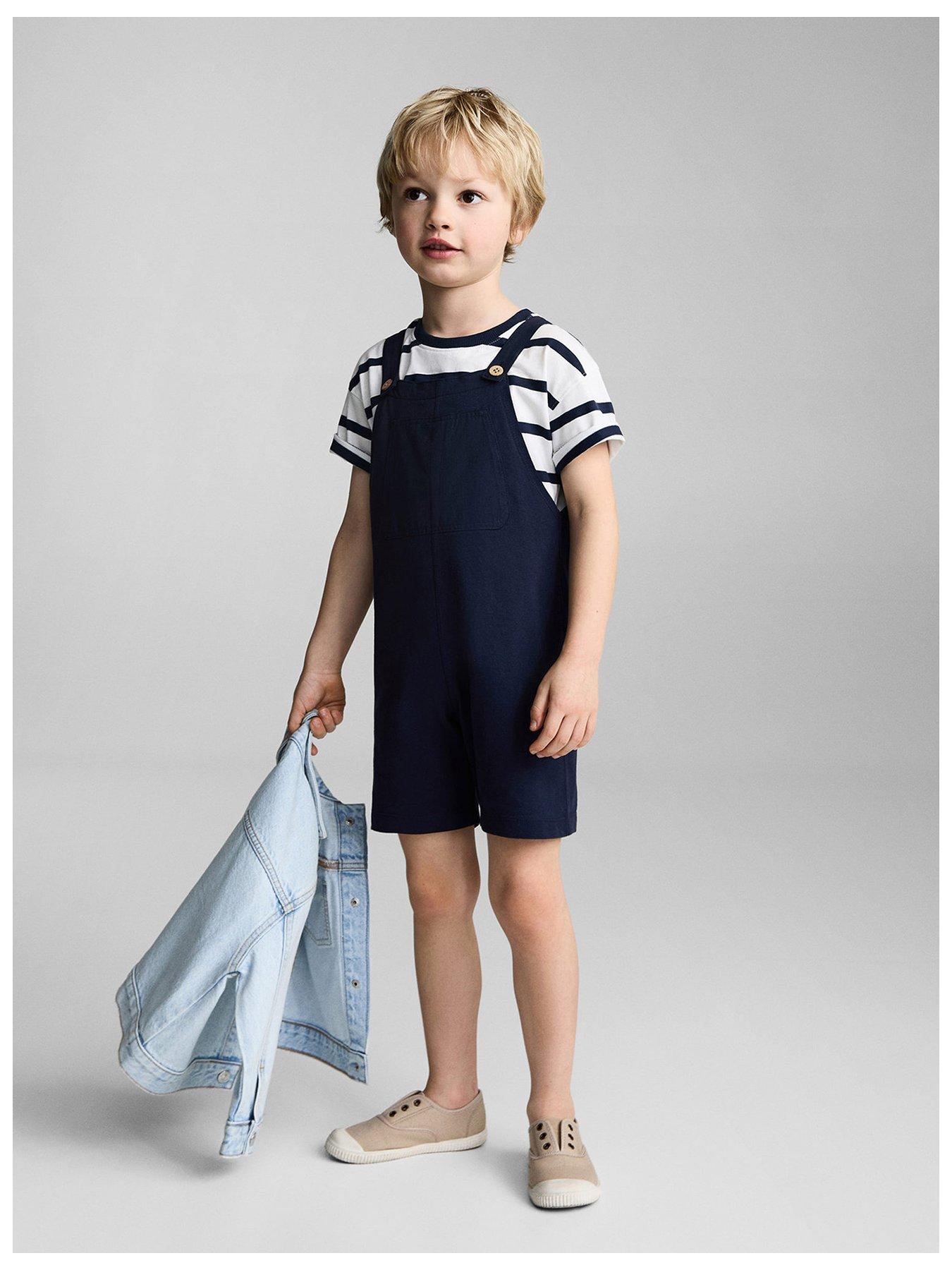 undefined Younger Boys Jersey Dungarees - Navy