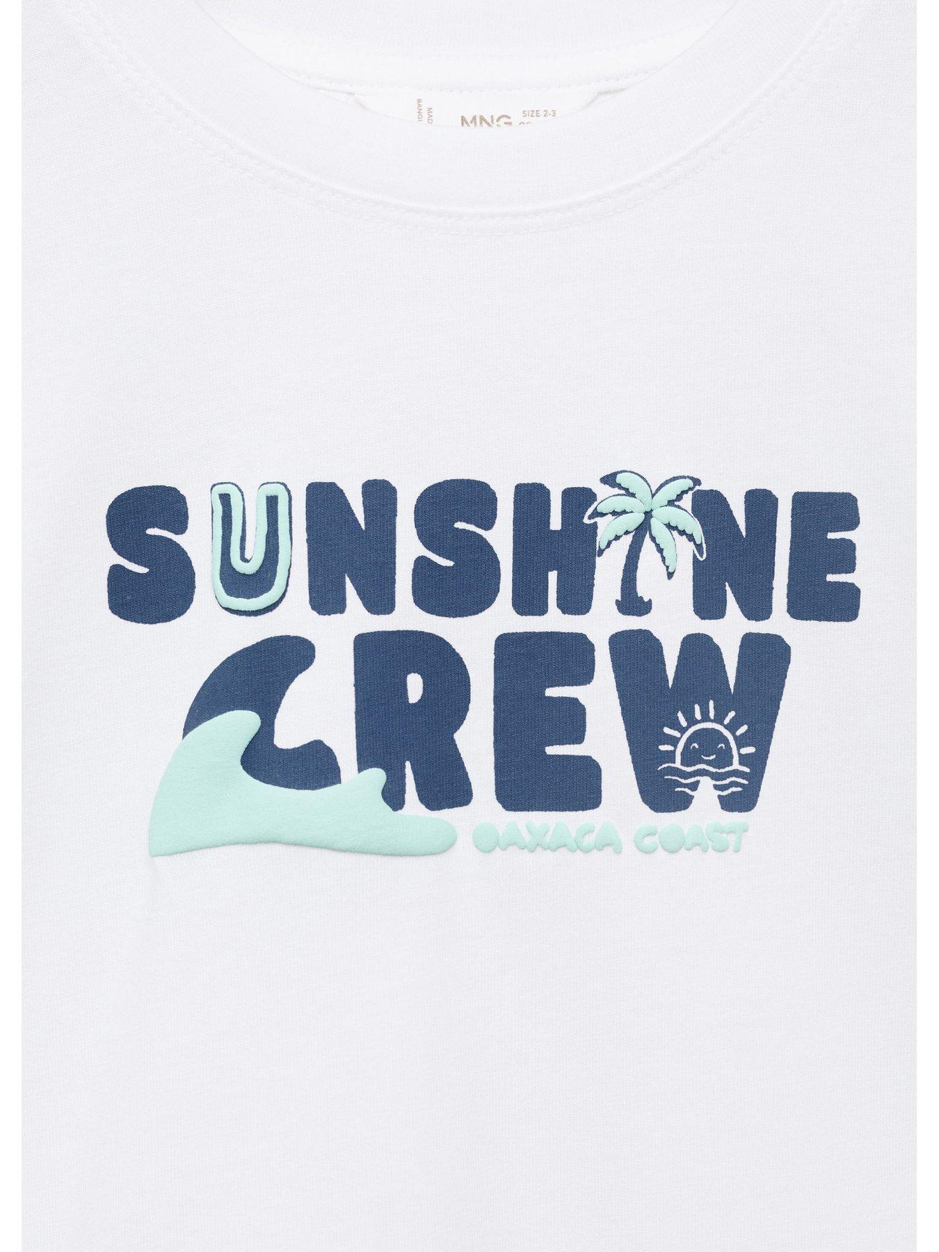 Image 4 of 4 of Mango Younger Boys Sunshine Crew Short Sleeve T-Shirt - Light Cream