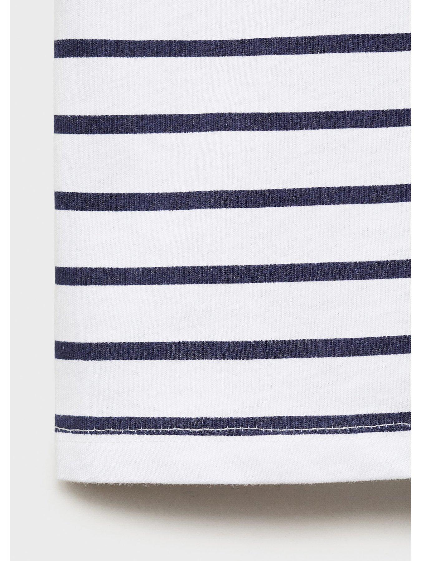 Image 3 of 4 of Mango Younger Boys Shark Stripe Short Sleeve Tshirt - Navy