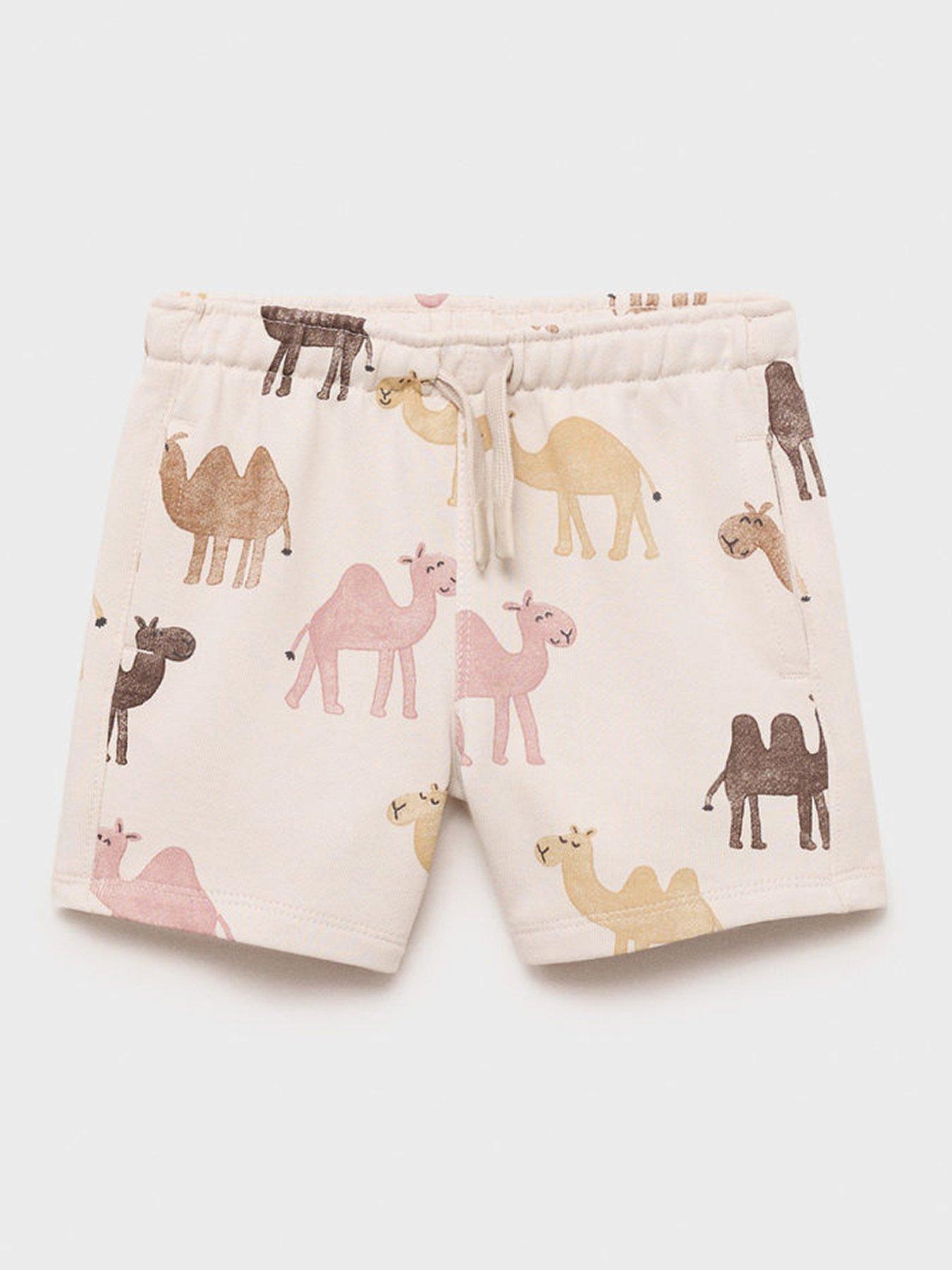 undefined Younger Boys Camel Print Co-ord Shorts - Beige