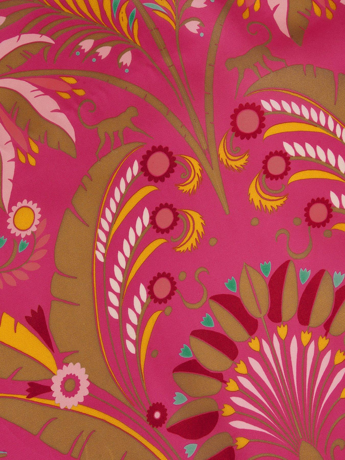 Image 3 of 3 of Accessorize Jaipur Palm Satin Square - Fuchsia