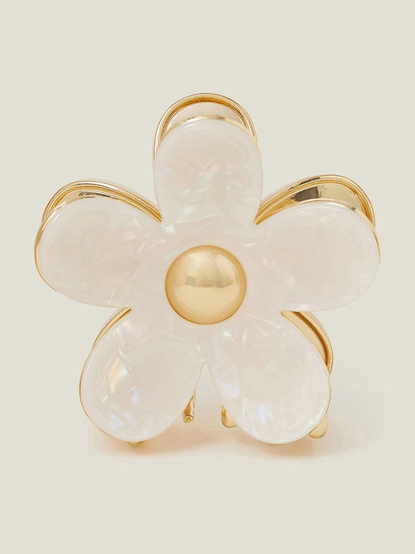 undefined Resin Flower Claw Clip - Pearl - Cream