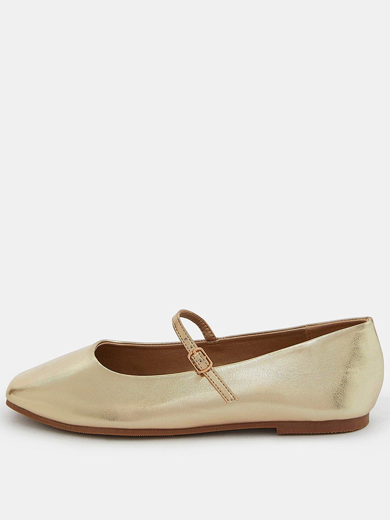 undefined Metallic Strap Ballet Flats - Gold
