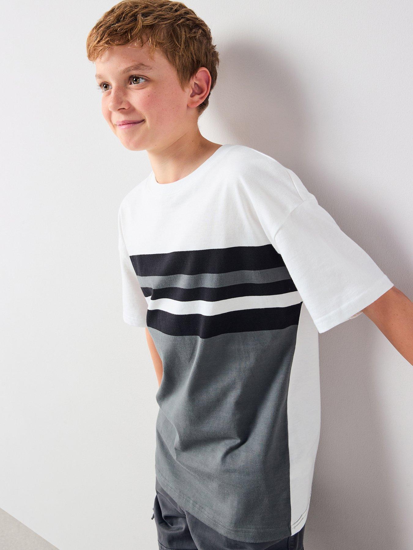 Image 1 of 6 of V by Very Boys Short Sleeve Stripe T-shirt - Grey