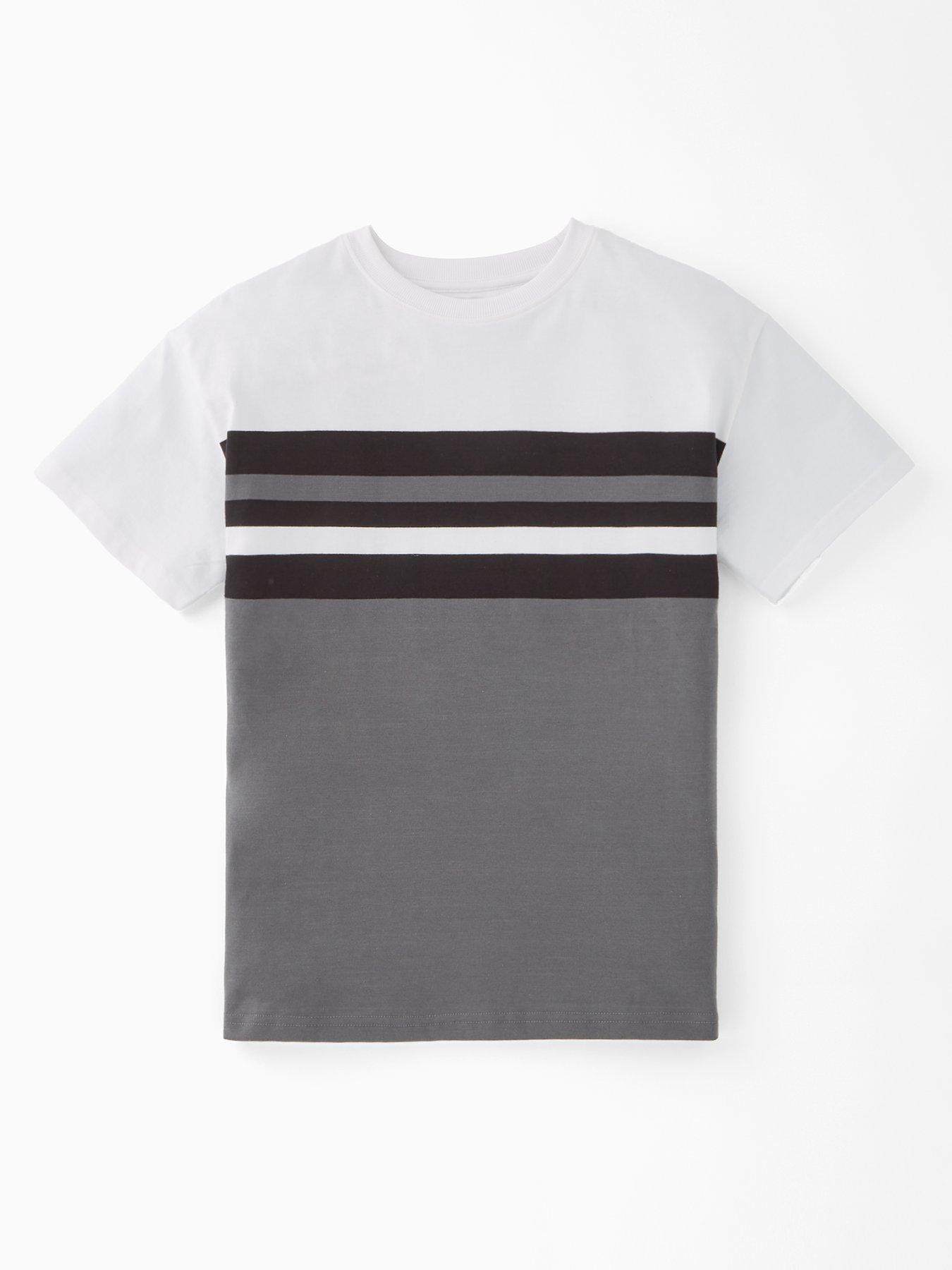 V by Very Boys Short Sleeve Stripe T-shirt - Grey