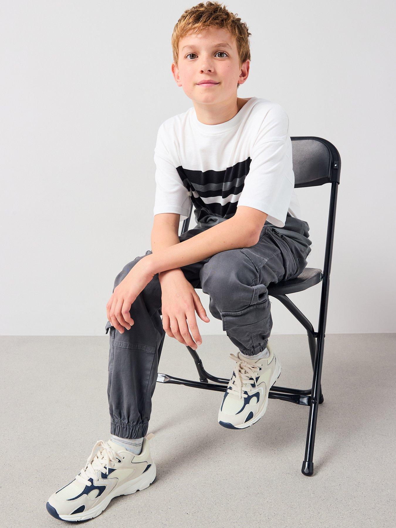 Image 3 of 6 of V by Very Boys Short Sleeve Stripe T-shirt - Grey