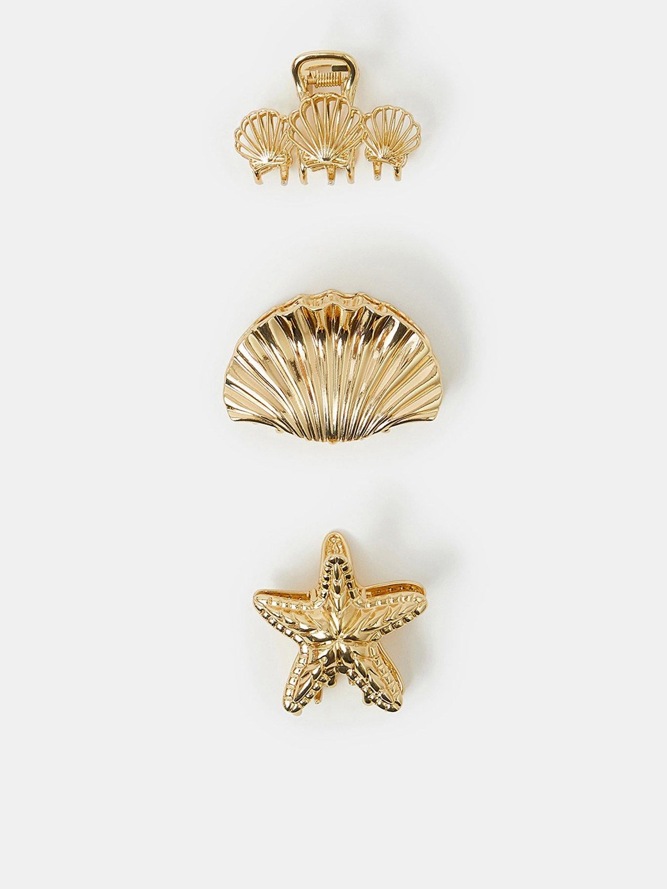 undefined 3-Pack Metal Shell Claw Clips - Gold