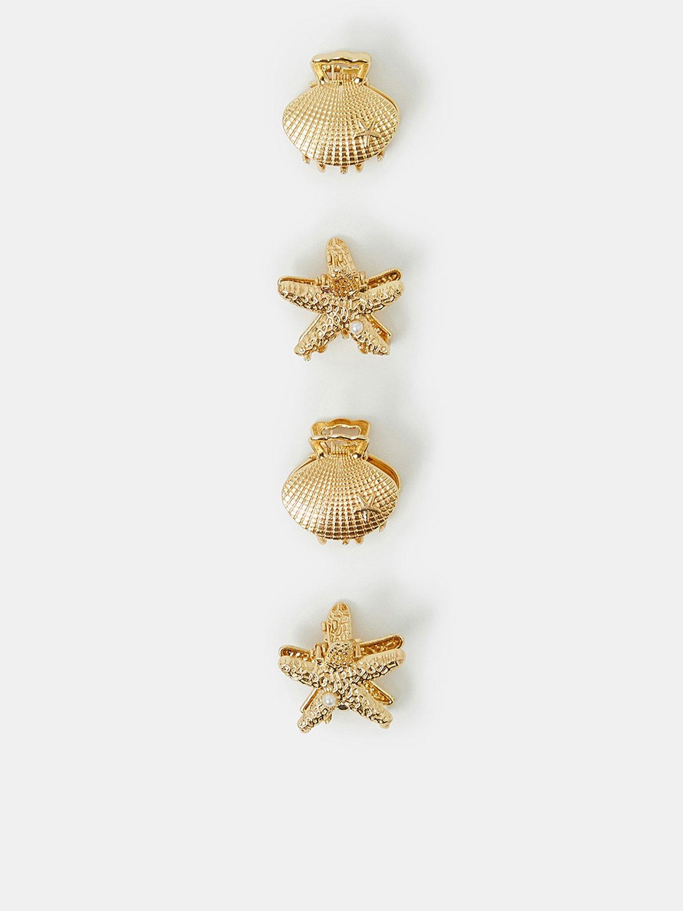 Image 1 of 2 of Accessorize 4-Pack Mini Shell Claw Clips - Gold
