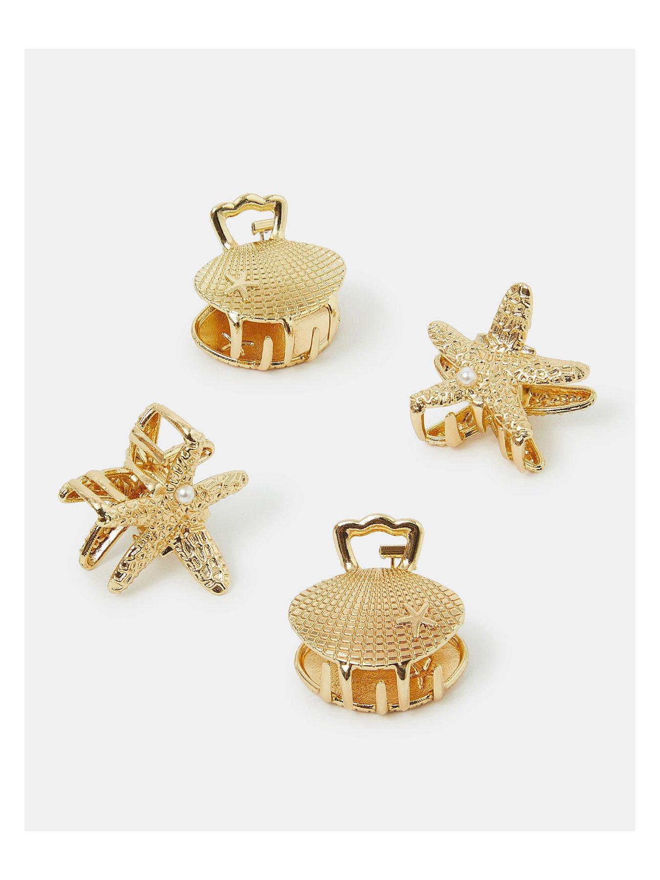 Image 2 of 2 of Accessorize 4-Pack Mini Shell Claw Clips - Gold