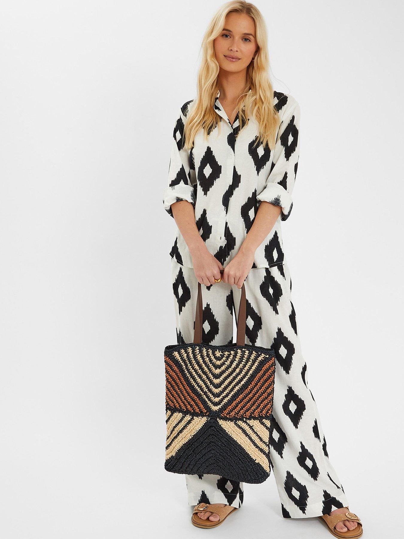 Image 2 of 5 of Accessorize Aztec Raffia Shoulder Bag - Multi