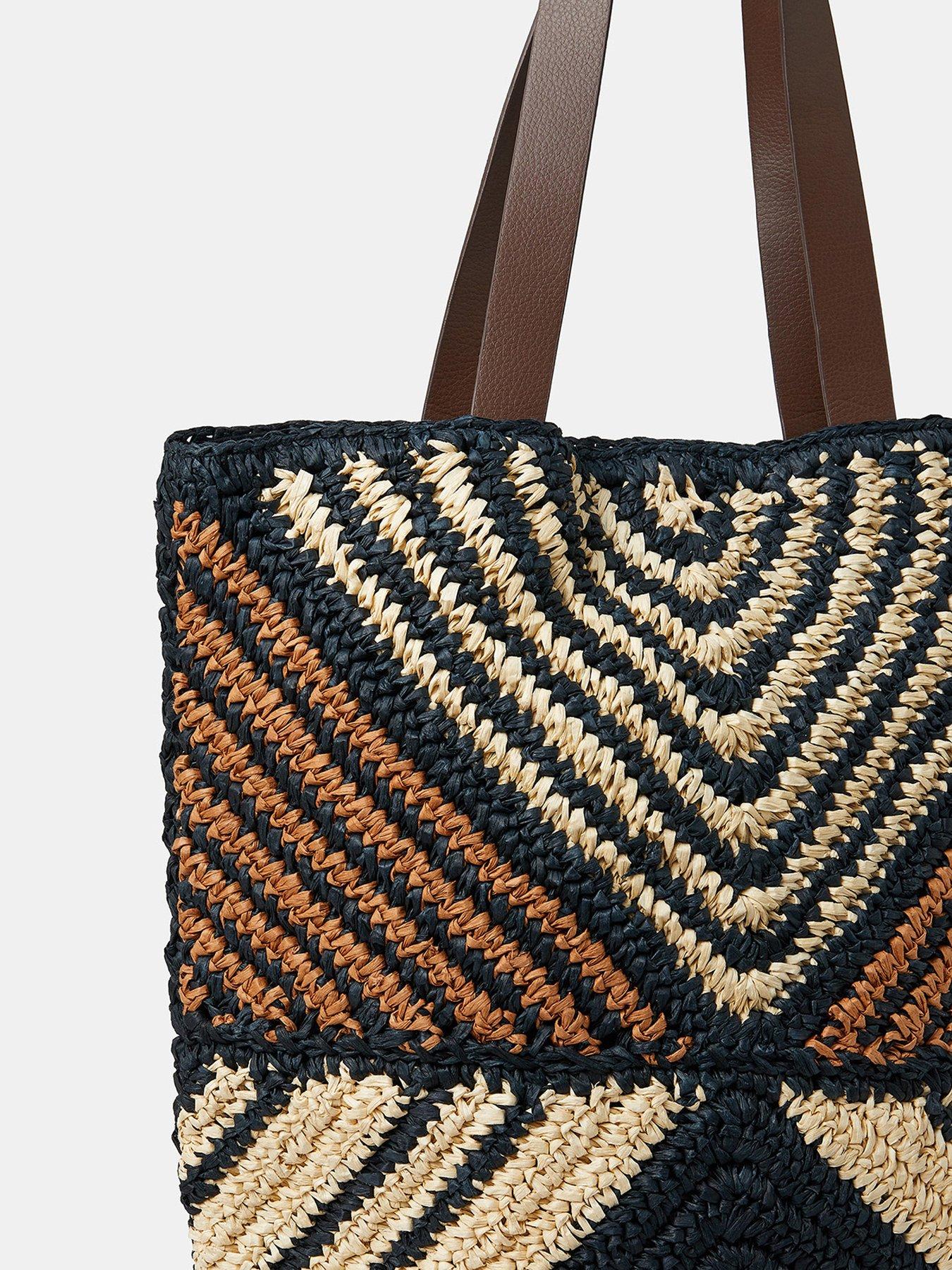 Image 4 of 5 of Accessorize Aztec Raffia Shoulder Bag - Multi