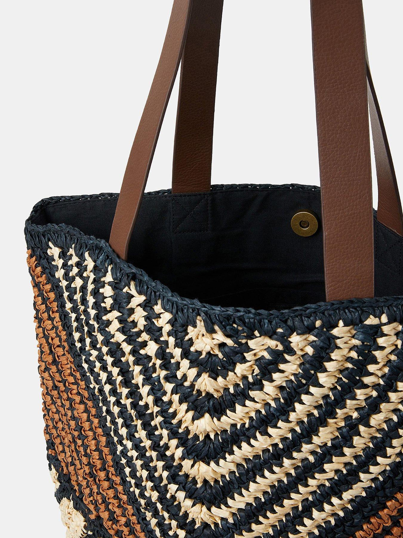 Image 5 of 5 of Accessorize Aztec Raffia Shoulder Bag - Multi