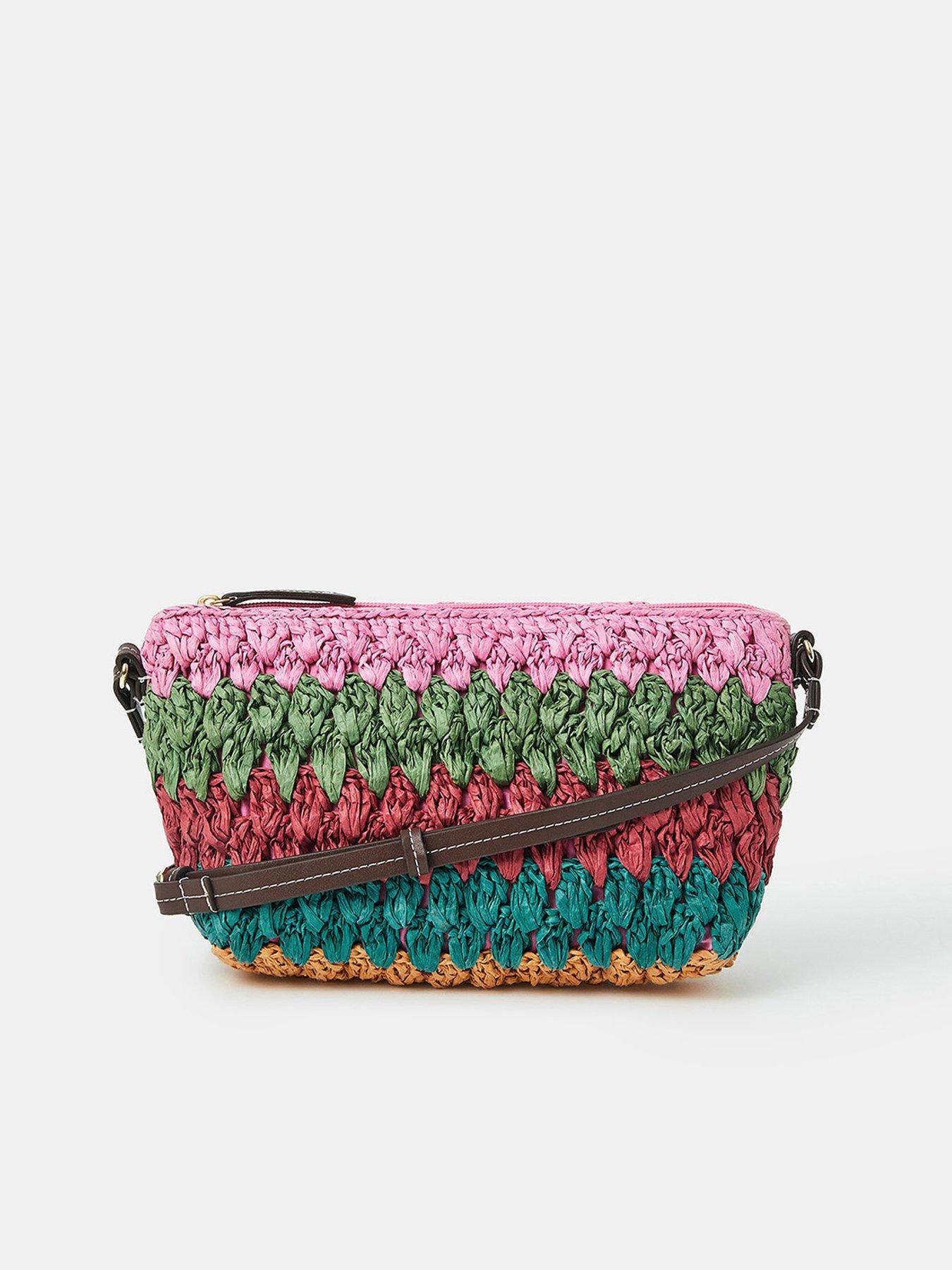 Image of Accessorize Mix Woven Raffia Crossbody Bag - Multi