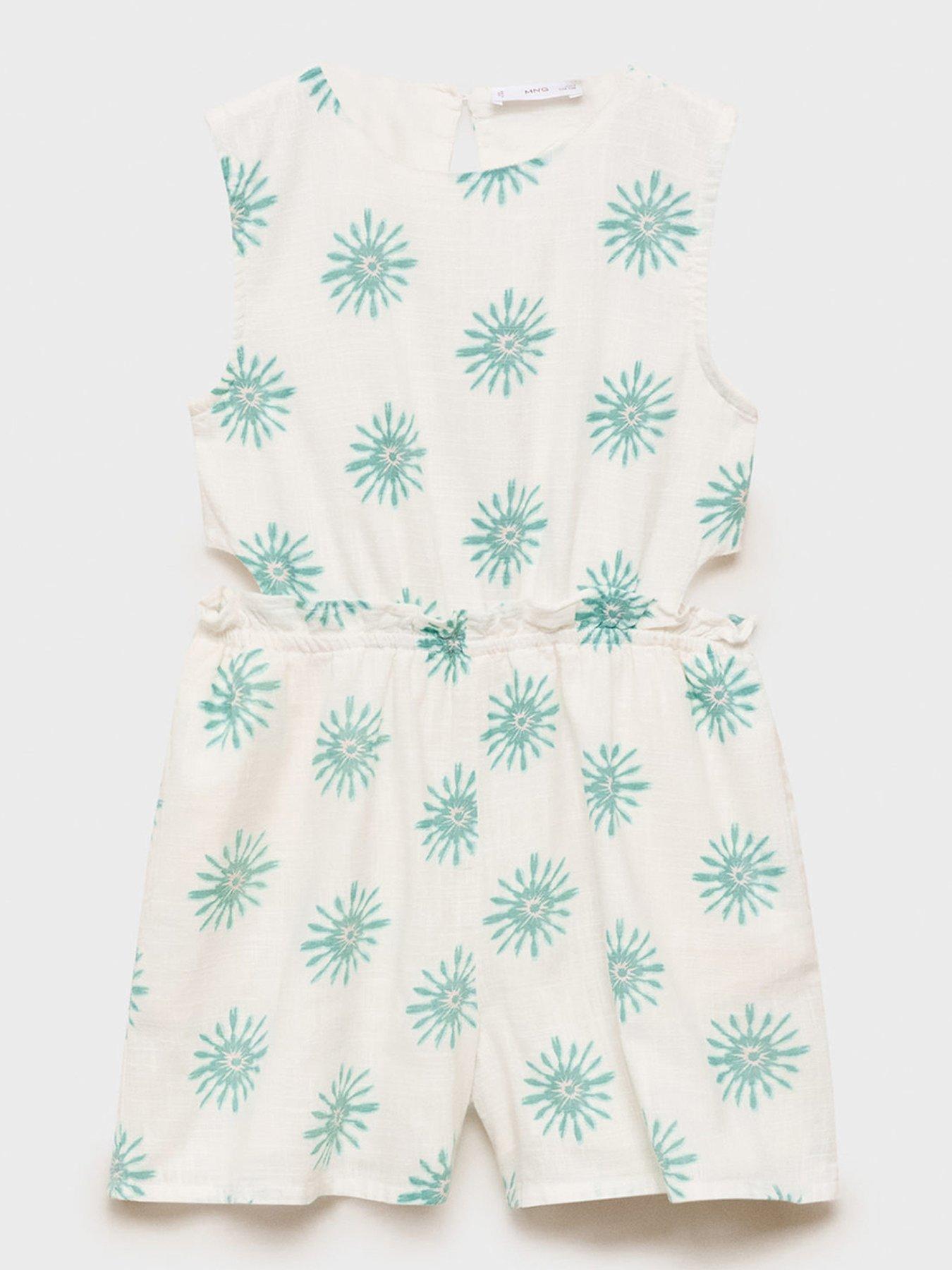 undefined Girls Cut Out Printed Playsuit - White
