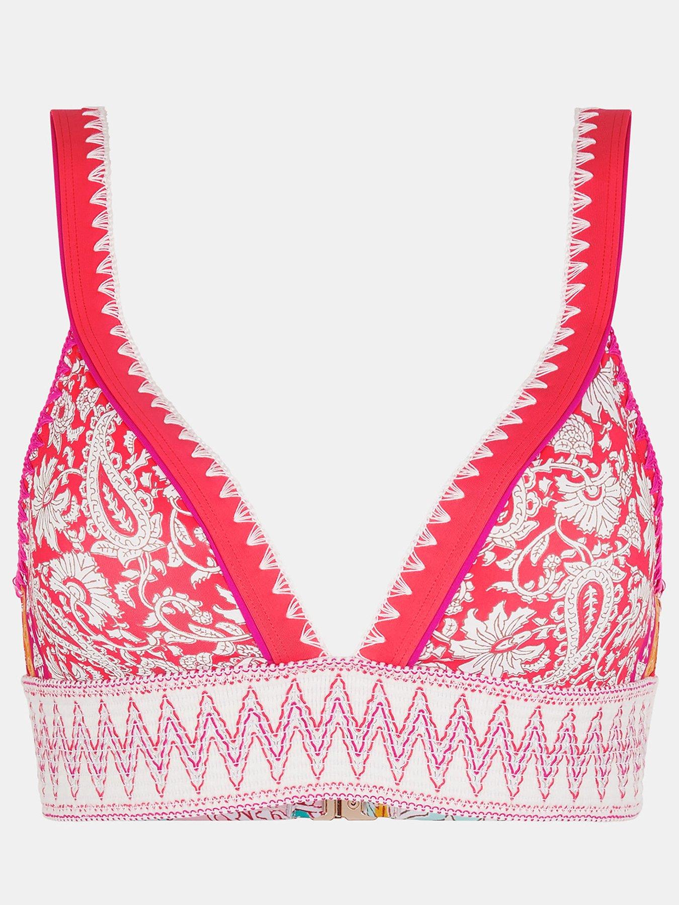 Image 3 of 4 of Accessorize Paisley Shirred Band Bikini Top - Orange