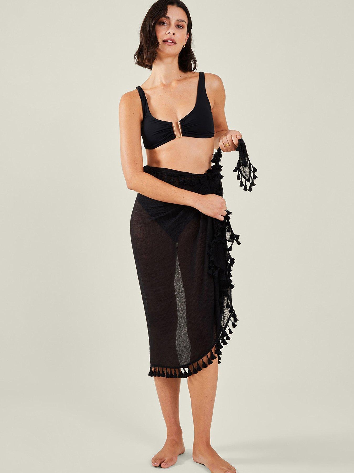 Accessorize Tassel Trim Sarong - Black