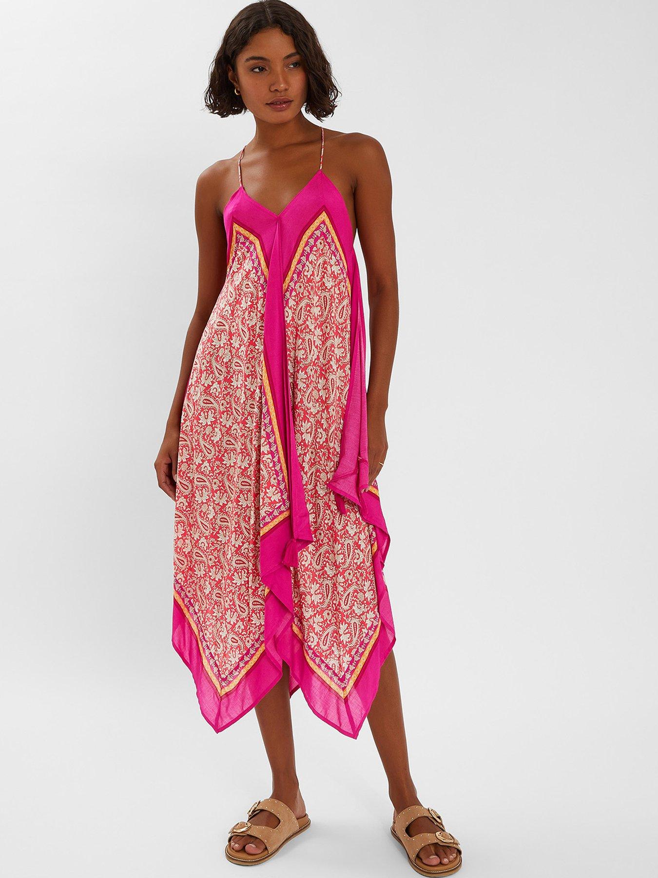 undefined Pink Paisley Hanky Hem Dress - Pink