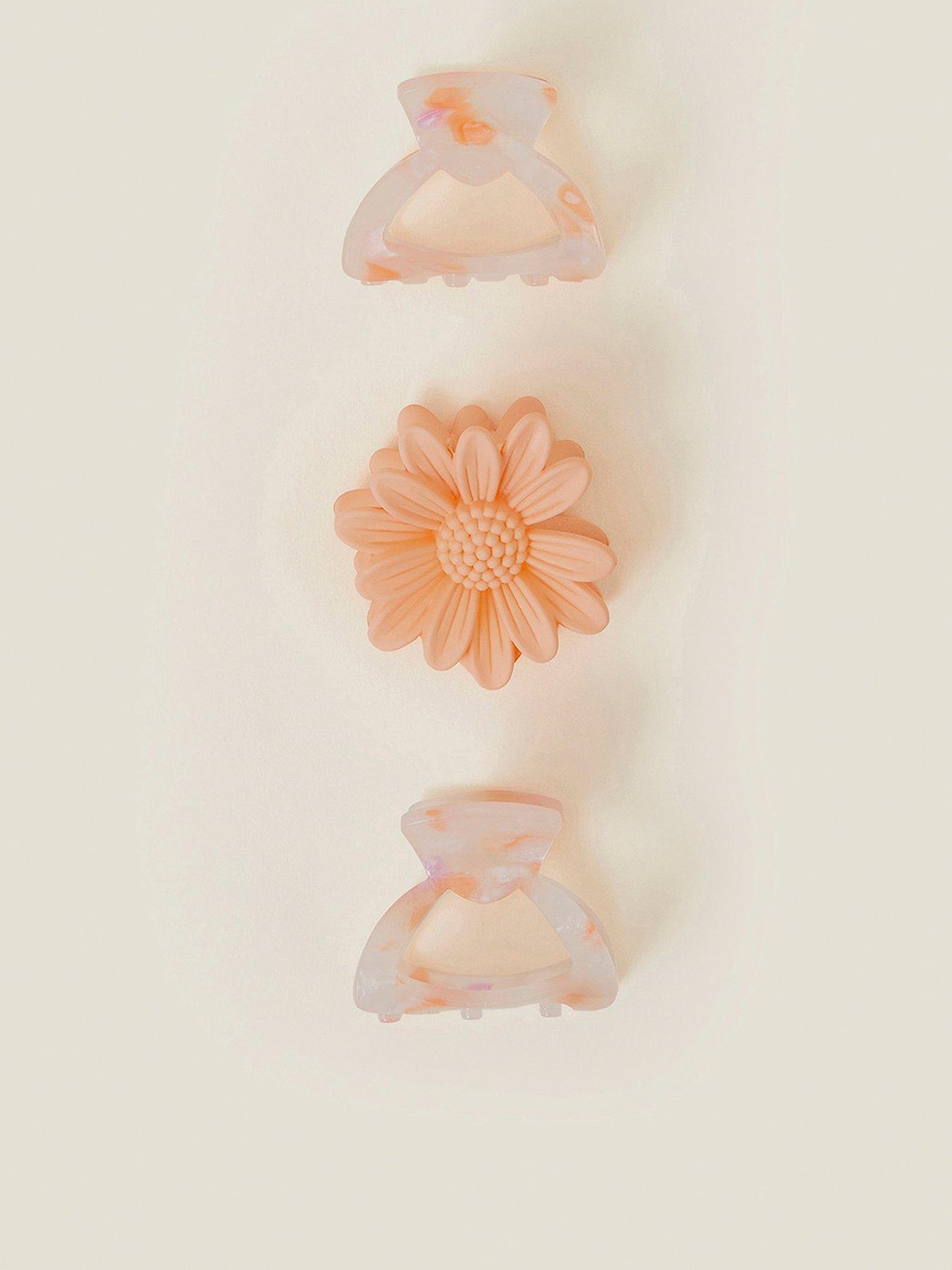 undefined 3 X Mixed Flower Claw Clip - Pastel Multi