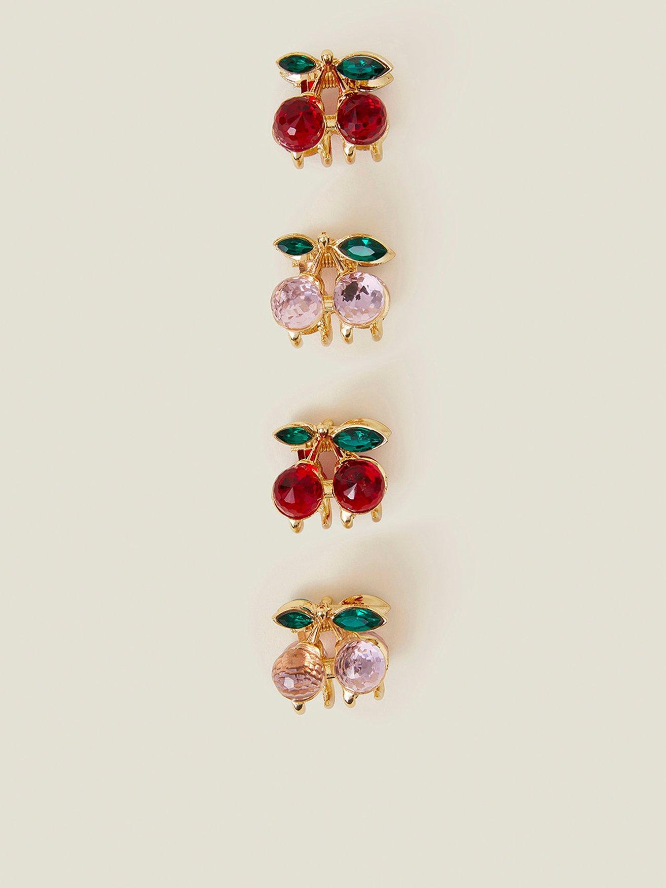 Accessorize 4-Pack Gem Cherry Claw Clip - Gold