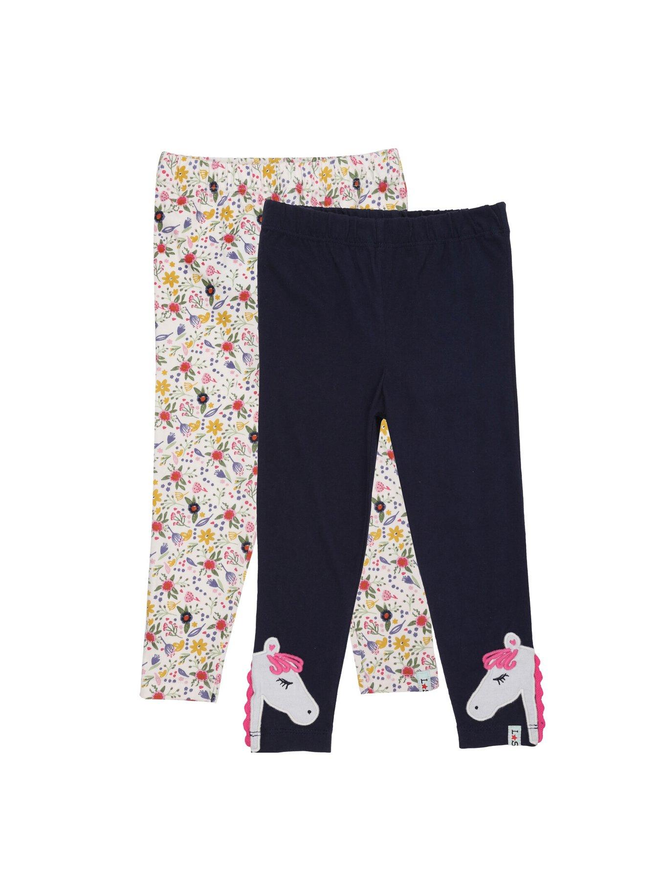 undefined Girls Horse  &  Floral Print 2 Pack Leggings - Multi