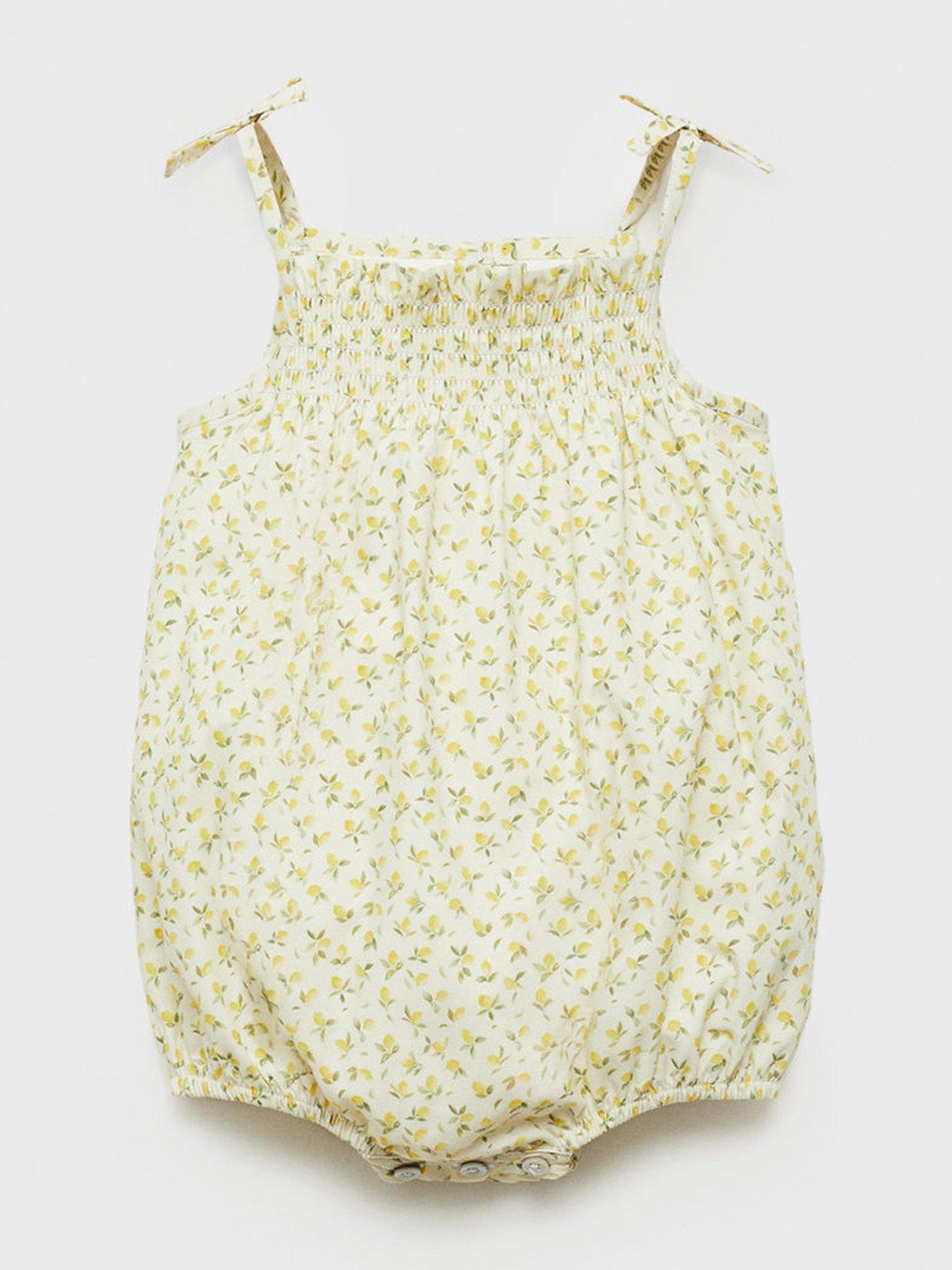 undefined Baby Girls Lemon Print Romper - Light Green