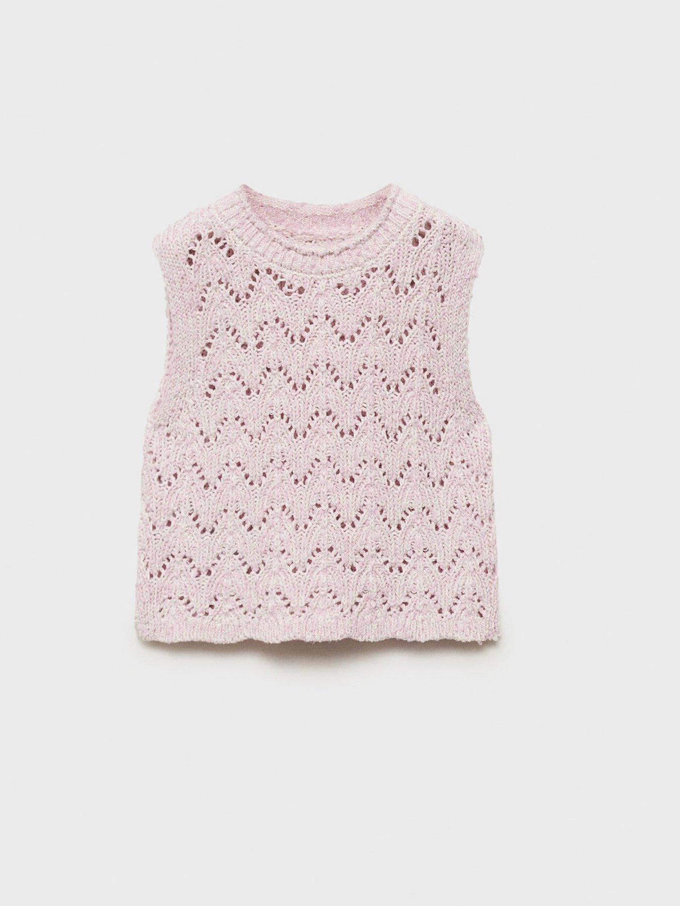 Image 2 of 5 of Mango Younger Girls Knitted Tank Top - Light Pink