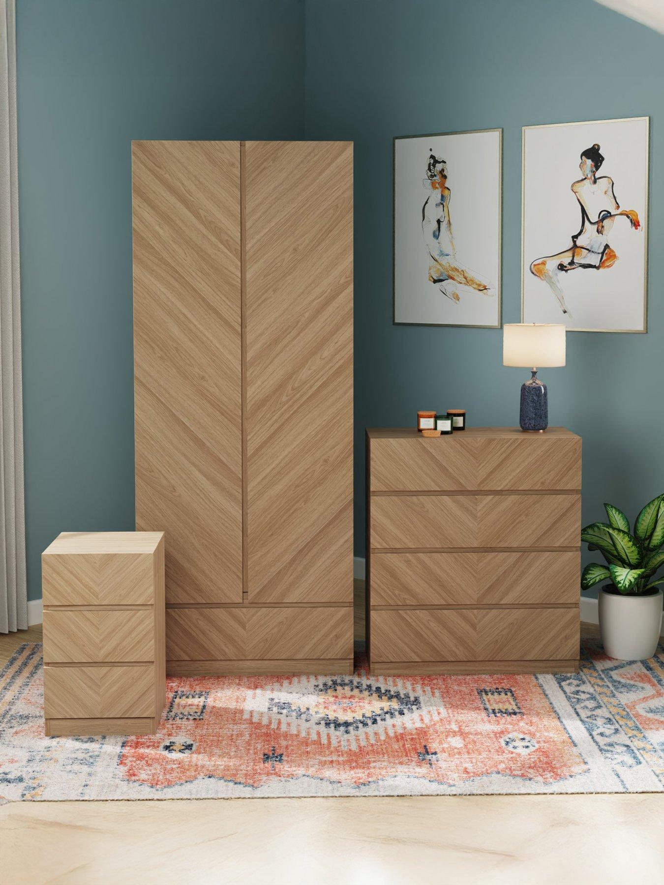 undefined Catania 3pc Bedroom Set (2 Door Robe, 4 Drawer Chest, 3 Drawer Bedside)