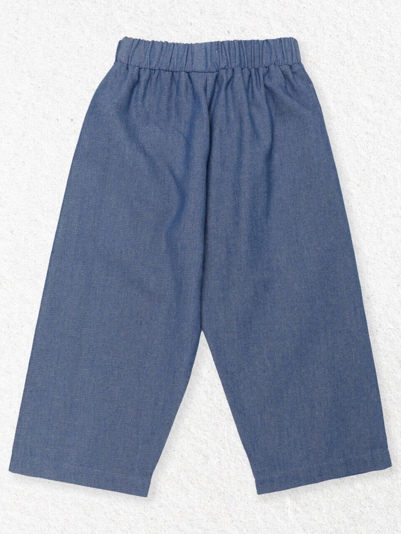 Image 2 of 3 of Lilly + Sid Girls Rainbow Pocket Chambray Cropped Trouser - Blue