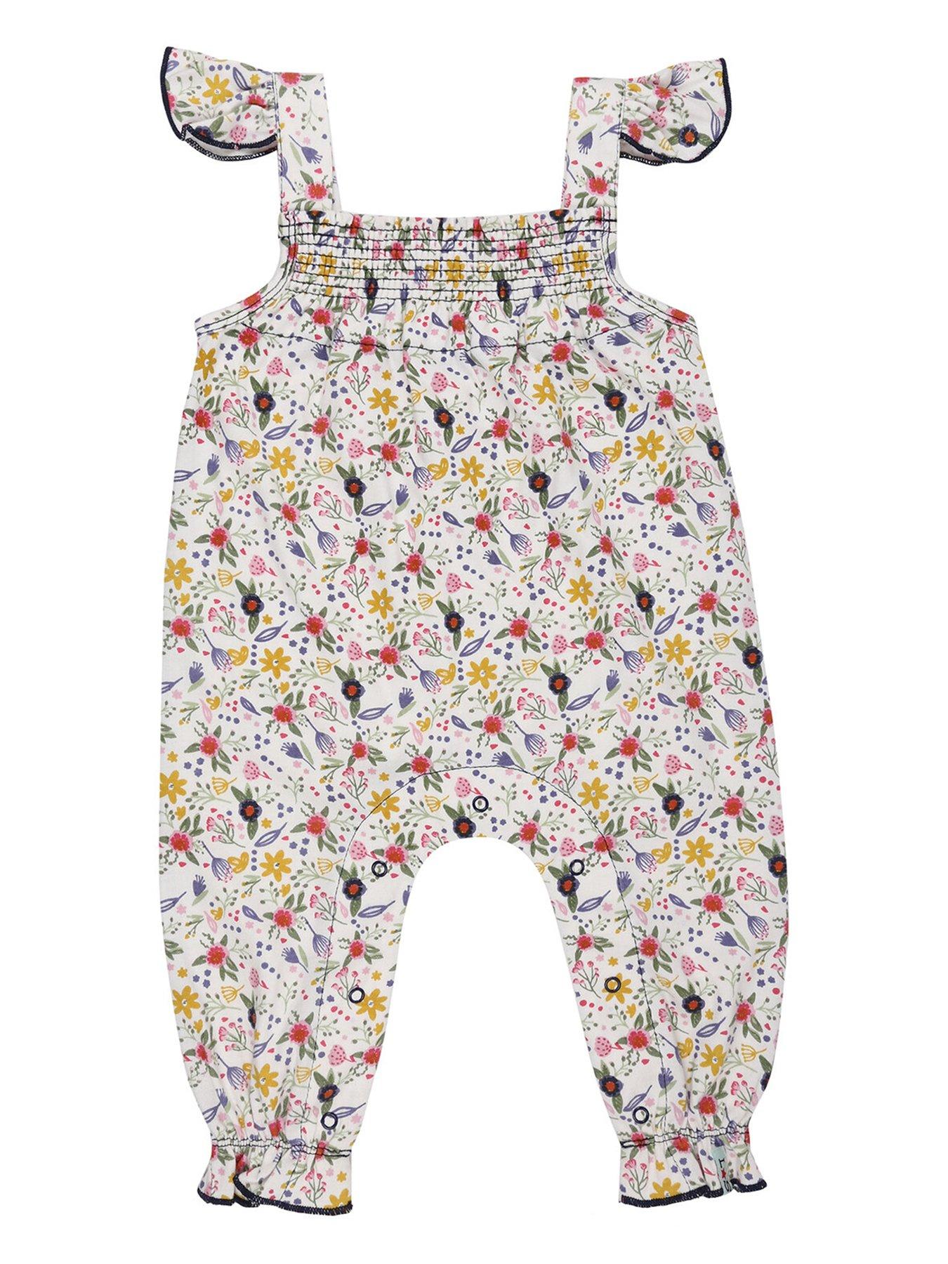 undefined Baby Girls Floral Print Dungarees - Multi
