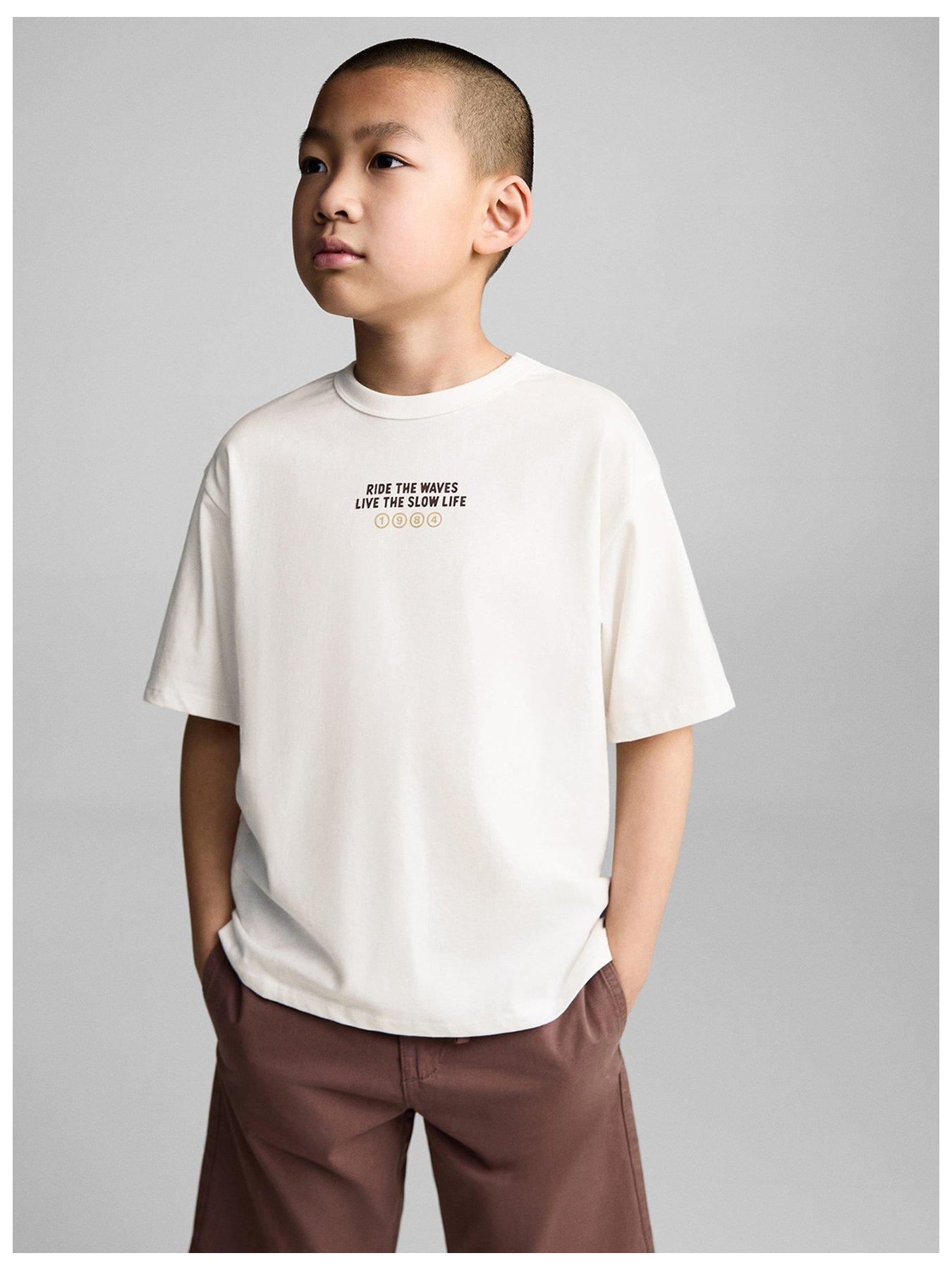 undefined Boys Ride The Waves Short Sleeve Tshirt - Light Cream