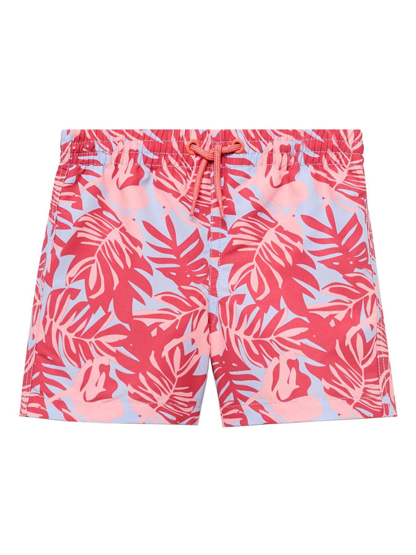 undefined Younger Boys Leaf Print Swimshorts - Pink